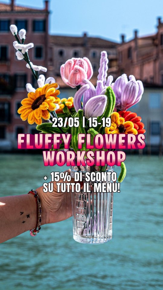POV: hai trovato il piano perfetto per il prossimo weekend a Venezia. 🌻🌹🌷🧶✨
➡️ Il dolcissimo Fluffy Flowers Workshop con Naomi (@amoreee.tattoo)! Impara a realizzare fiori in ciniglia mentre ti godi il nostro menu con uno speciale sconto del 15%.
È il momento di staccare la spina, ordinare il tuo comfort food preferito e far viaggiare la creatività nell'atmosfera super colorata e cozy del Brunch Café! 🌷
🗓 23/05 | 🕒 15:00 - 19:00
Costo Partecipazione al Workshop: 30€
💌 I posti sono limitati: inviaci un DM per riservare il tuo!
-
POV: You've found the perfect plan for your next weekend in Venice. 🌻🌹🌷🧶✨
➡️ The super sweet Fluffy Flowers Workshop with Naomi (@amoreee.tattoo)! Learn how to make chenille flowers while enjoying our menu with a special 15% discount.
It’s time to unwind, order your favorite comfort food, and let your creativity run wild in the super colorful and cozy atmosphere of the Brunch Café! 🌷
🗓 May 23rd | 🕒 3:00 PM - 7:00 PM
Workshop Fee: €30
💌 Spots are limited: send us a DM to reserve yours!
#eventivenezia #brunchvenezia #venezia #event #venice