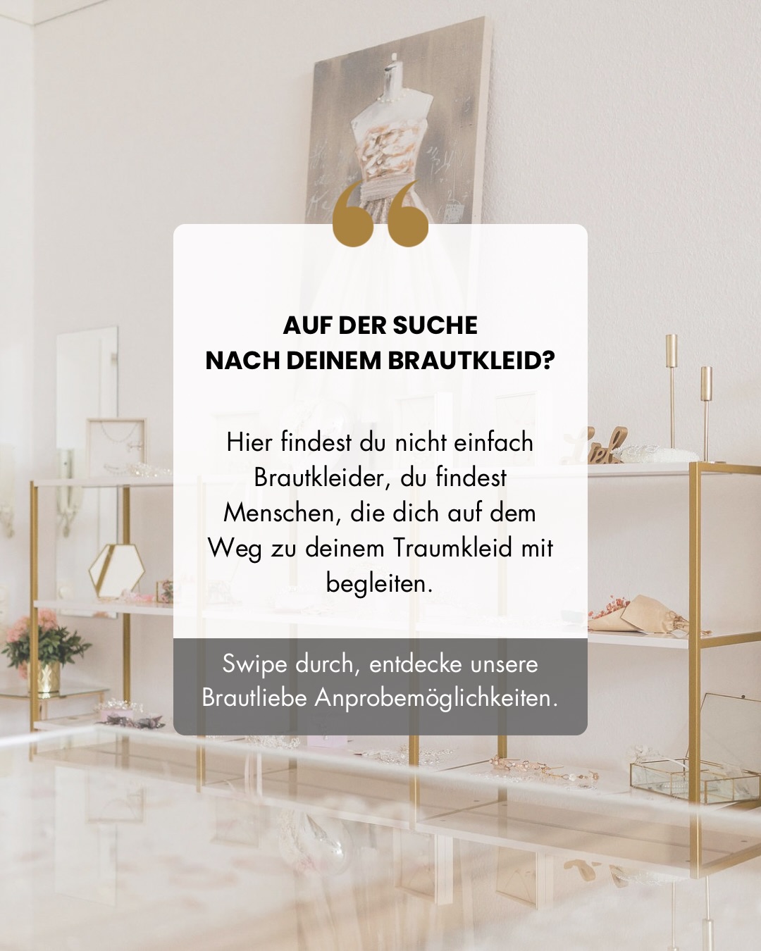 ❀ Welche Anprobe passt eigentlich zu mir?
➭ SWIPE gerne durch unseren kleinen Brautliebe Anprobe Guide ♡ und entdecke die verschiedenen Möglichkeiten, dein Traumkleid bei uns zu finden.
Ein Brautkleid muss man nicht nur sehen.
Man muss es fühlen.
Den Stoff auf der Haut.
Das Kribbeln beim Blick in den Spiegel.
Die Reaktionen deiner Lieblingsmenschen.
Und diesen einen Moment, in dem sich plötzlich alles richtig anfühlt.
Genau deshalb ist die Brautkleidsuche so viel mehr als nur ein Termin. Sie ist ein Erlebnis, das man mit allen Gefühlen erlebt.
Buche dir jetzt ganz einfach
deinen Termin online
und finde nicht nur dein Traumkleid,
sondern diesen einen Moment
mit Gänsehaut, Freudentränen
und dem Gefühl: Das ist es!
#brautkleidsuche #solingen #braut2026 #brautmode #braut