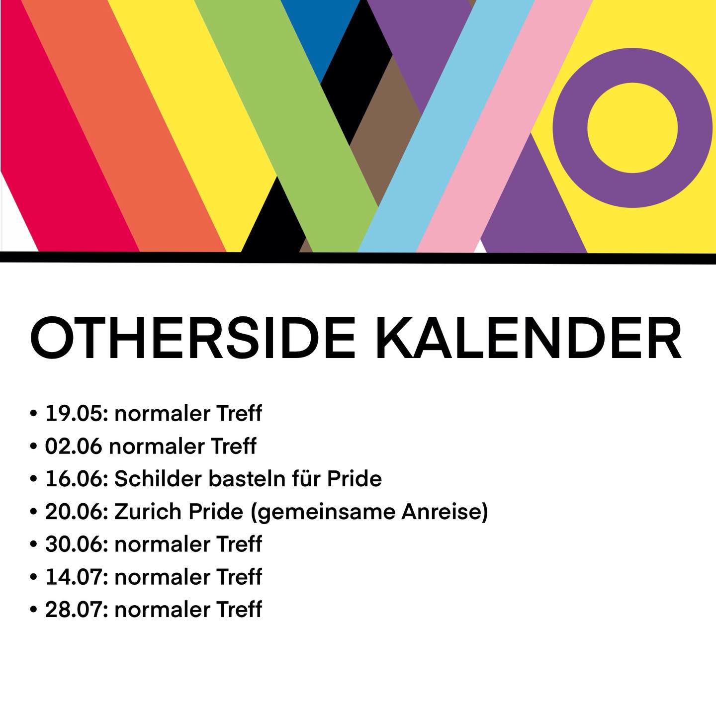 hey queers, hier sind die Daten unserer Treffs bis im Sommer! Die Daten sind alle schon fix, also tragt sie euch ein. (Zeit ist wie immer ab 19:00 Uhr) Mir freued üs uf eu🌈❤️