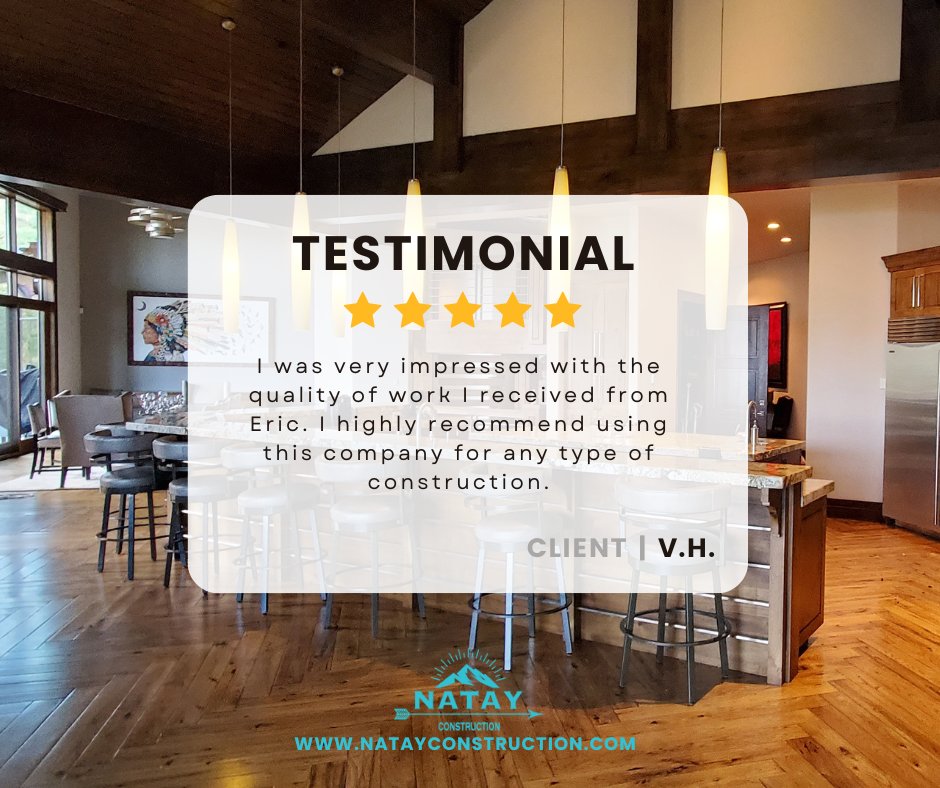 Quality that speaks for itself.
At Natay Construction we deliver craftsmanship that impresses from day one. Whether it's a small repair or a complete renovation, we bring the same level of expertise and attention to detail. That's why clients recommend us for any type of construction project.
Ready to experience quality work? Let's connect.
#ParkCityRemodel #RedLedges #WasatchCounty