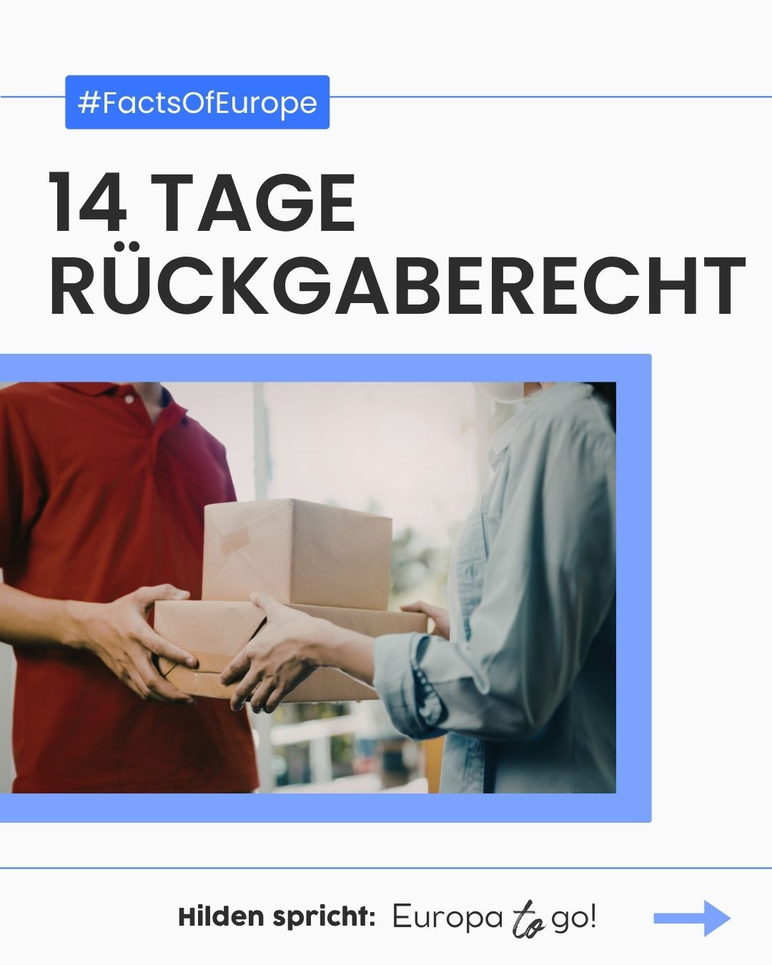 Online bestellt und doch nicht happy?
Good news: In der EU hast du bei vielen Online-Käufen 14 Tage Widerrufsrecht – ohne Begründung. 🙌
Hast du schon mal etwas widerrufen? Wie lief’s bei dir – easy oder eher nervig?
Dieses Projekt wird von der Landesinitiative Europa-Schecks des Ministers für Bundes- und Europaangelegenheiten, Internationales sowie Medien und Chef derStaatskanzlei des Landes Nordrhein-Westfalen unterstützt.
#EU #hildenspricht #europa #hilden #demokratie #zusammen