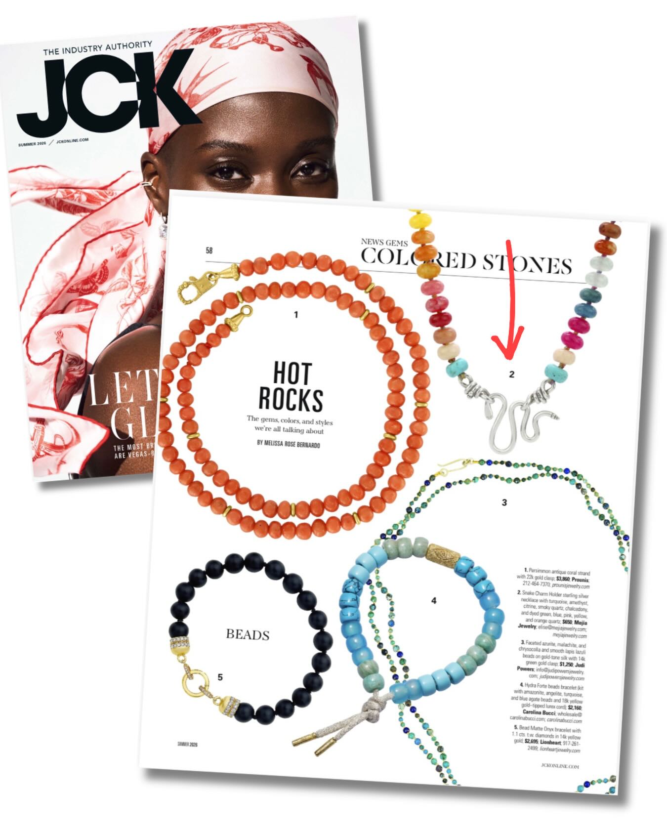 It’s such an honor to have my Rainbow Gemstone Snake charm necklace featured in the glossy JCK magazine that they publish every May just in time for JCK Las Vegas. Thank you @mrbplus and @jckmagazine.
✨
In good company with these other stunning beaded pieces. Thank you!!
.
.
.
.
.
#mejiajewelry #longislandjeweler #wearitingoodhealth #necklacelayering #summerjewelry☀️