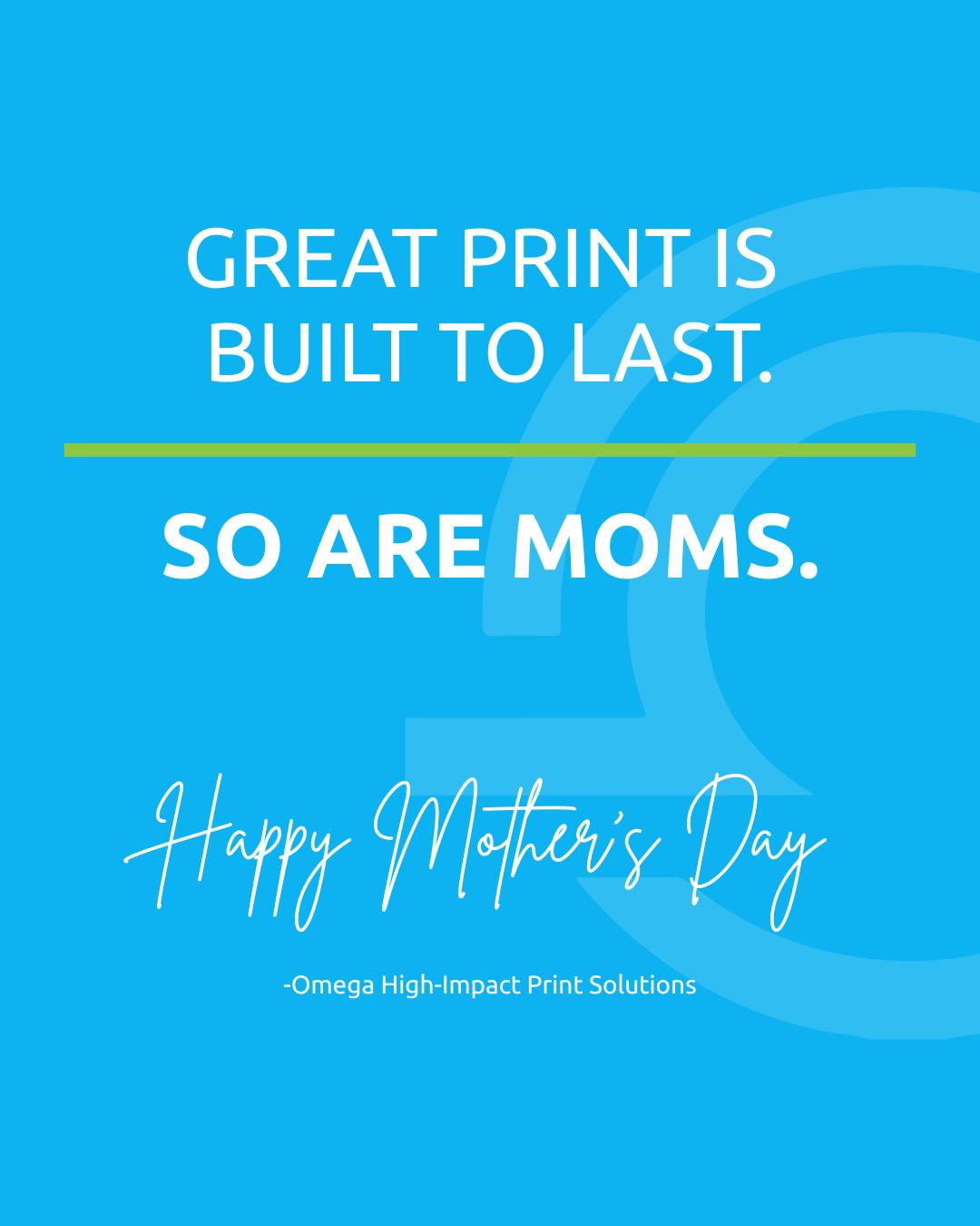 High-impact. Thoughtful. Built to last. 💐 That’s the standard we bring to print - and the same energy moms bring to life every single day.
Happy Mother’s Day from all of us at Omega High-Impact Print Solutions!
#YourOmega