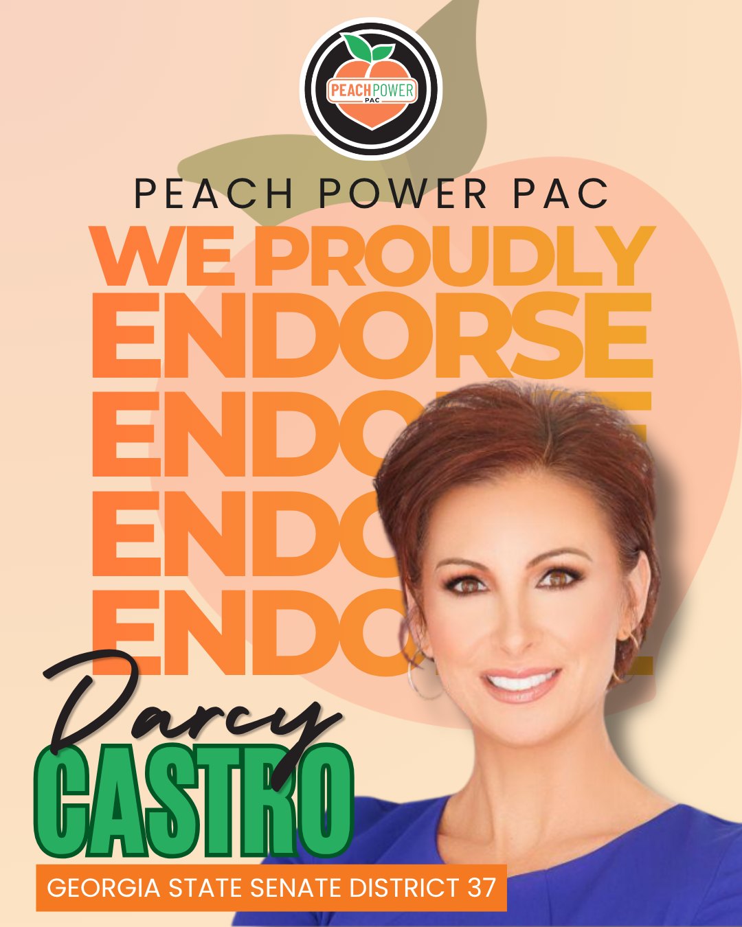 So grateful to be counted among some amazing public servants for the Peach Power PAC endorsement!
This makes TWELVE endorsements during the primary campaign. And I am grateful for each and every one.
We are building a community movement together! I need your vote to make it through this primary. Still on the fence? Check out darcycastro.com