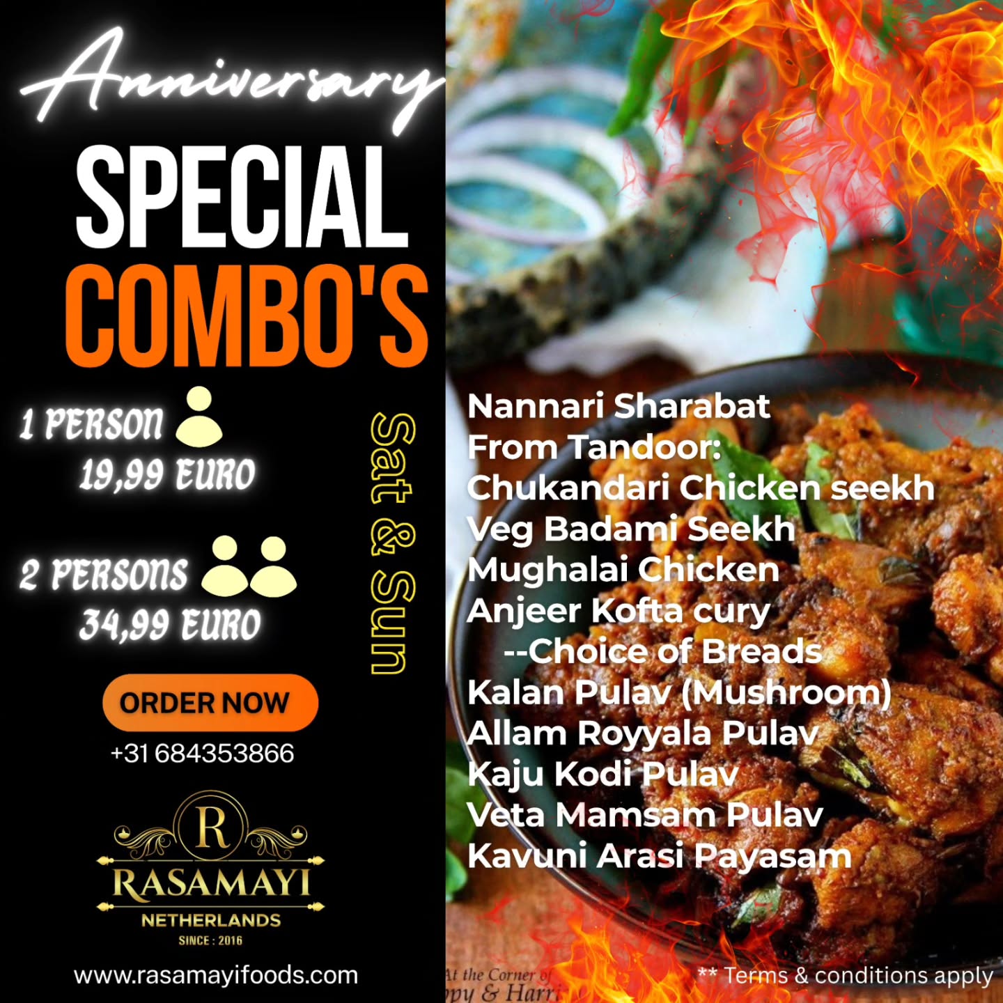3rd Anniversary special combo menu only 16th and 17th of this month.
#indiansineindhoven
#combomenu #indiaas #southindian #indianrestaurants