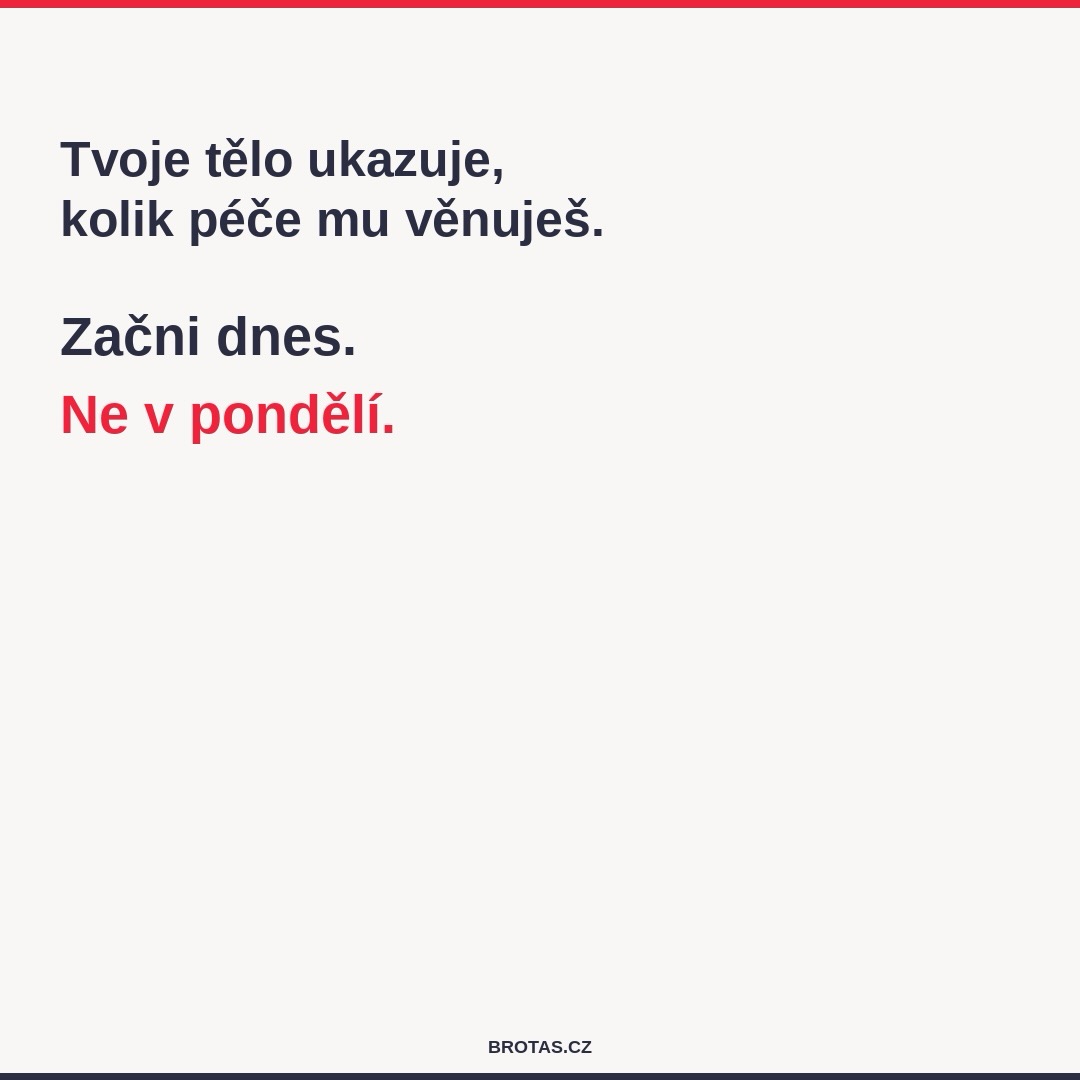 Tvoje tělo je odrazem toho, jak se o sebe staráš.
Ne genetiky, času nebo podmínek. Začni dnes a ne v pondělí.
#brotasfitness #zdravi #silovytrenink #osobnitrener #disciplina