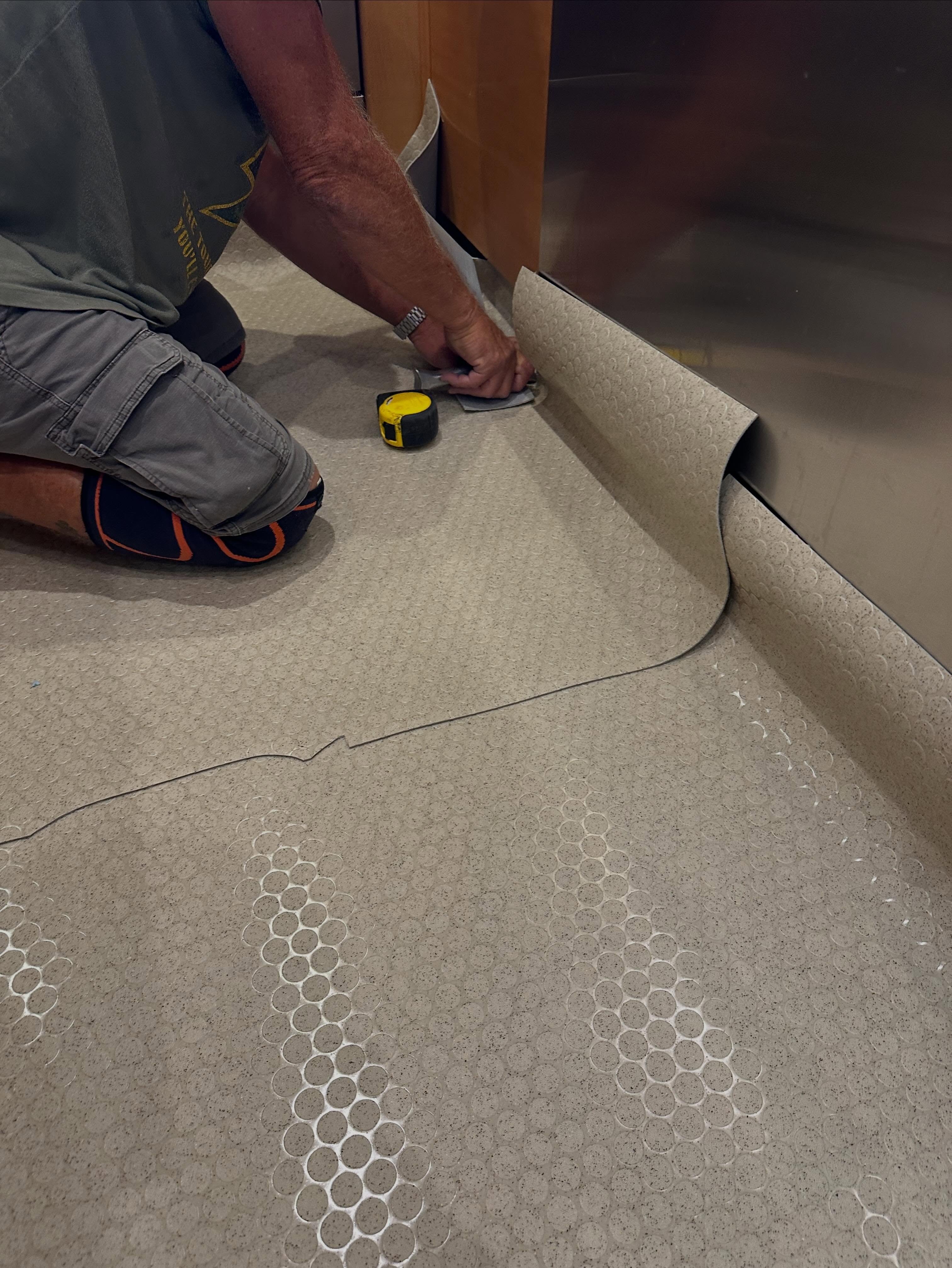 Loncoin II flooring for Yacht Formosa. This product was selected to improve traction in the galley. #superyachtworld #superyachtcrew #superyachts #ebersoldboatworks #fortlauderdale