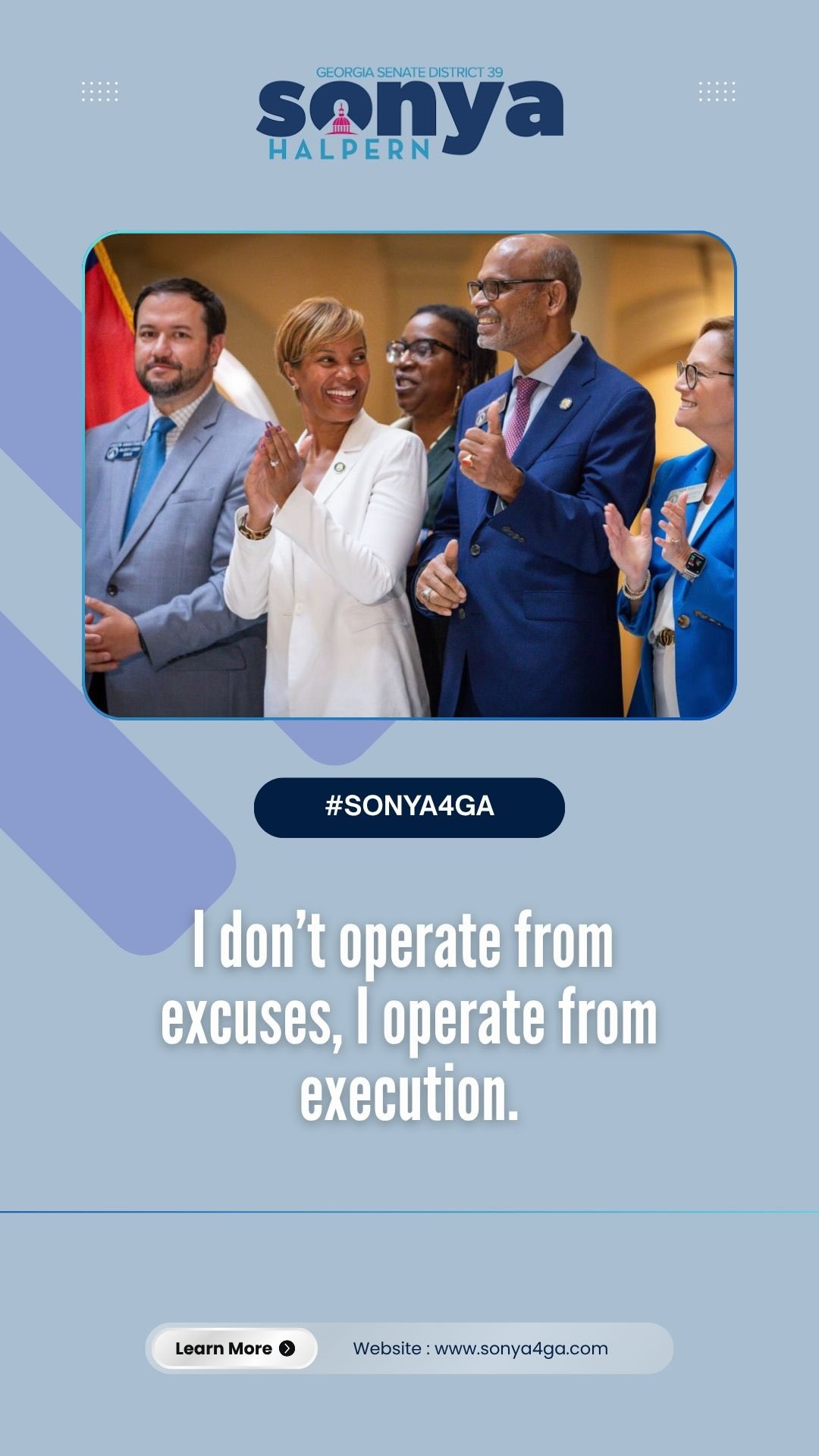 I don’t operate from excuses, I operate from execution.
I’ve never been the one to say “we don’t have the votes” and stop there. I do the work anyway — building relationships, finding common ground, and pushing ideas forward until they become results. That’s what leadership requires.
So imagine what I can do with even more trust, more opportunity, and a stronger mandate to lead. Imagine what’s possible when I’m fully empowered to govern and deliver for the people I serve.
I’m ready to do the work — not someday, but now.
#sonya4ga #SonyaSays