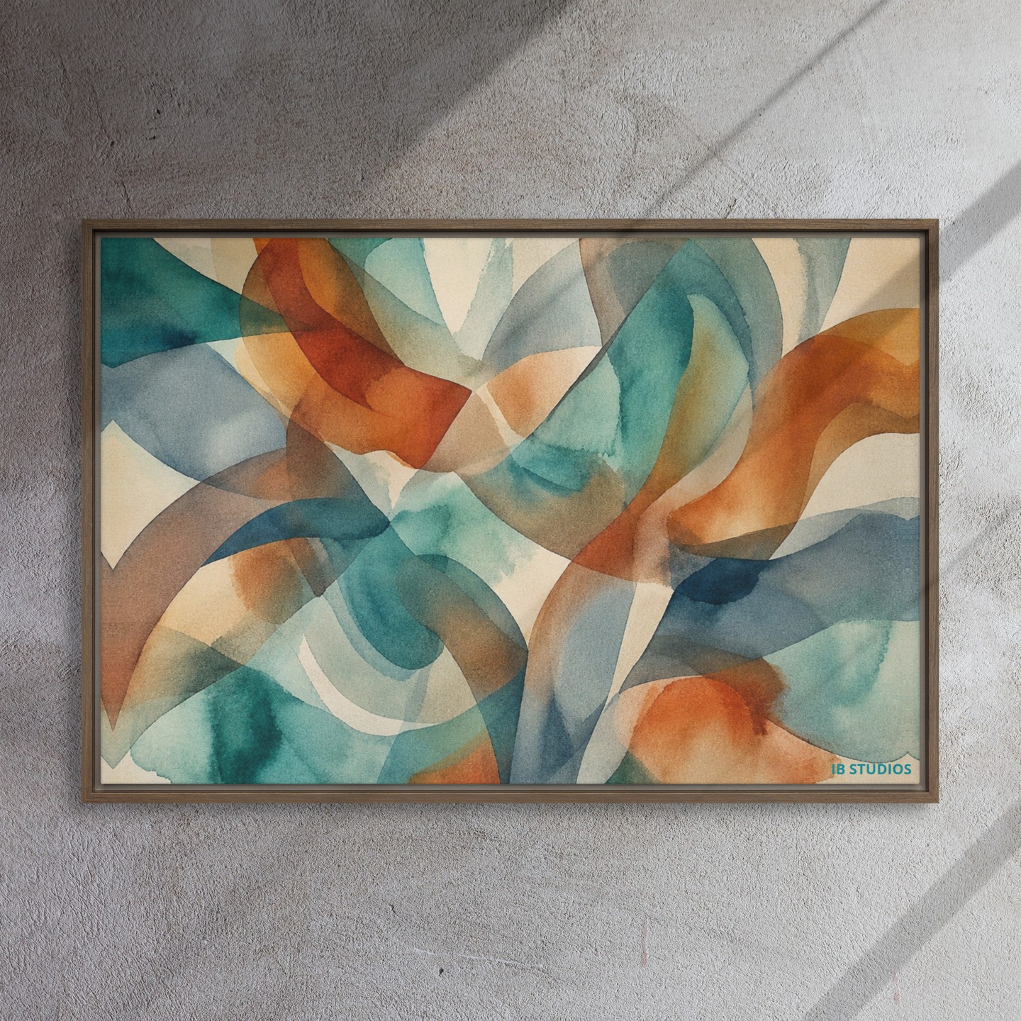 A flowing blend of warm earth tones and cool ocean hues — the Legacy Motion Framed Canvas is a statement piece for modern luxury interiors. Ready to hang and available in multiple sizes. Link in Bio #HomeDecor #WallArt #ModernInterior #AbstractArt #NewArrival