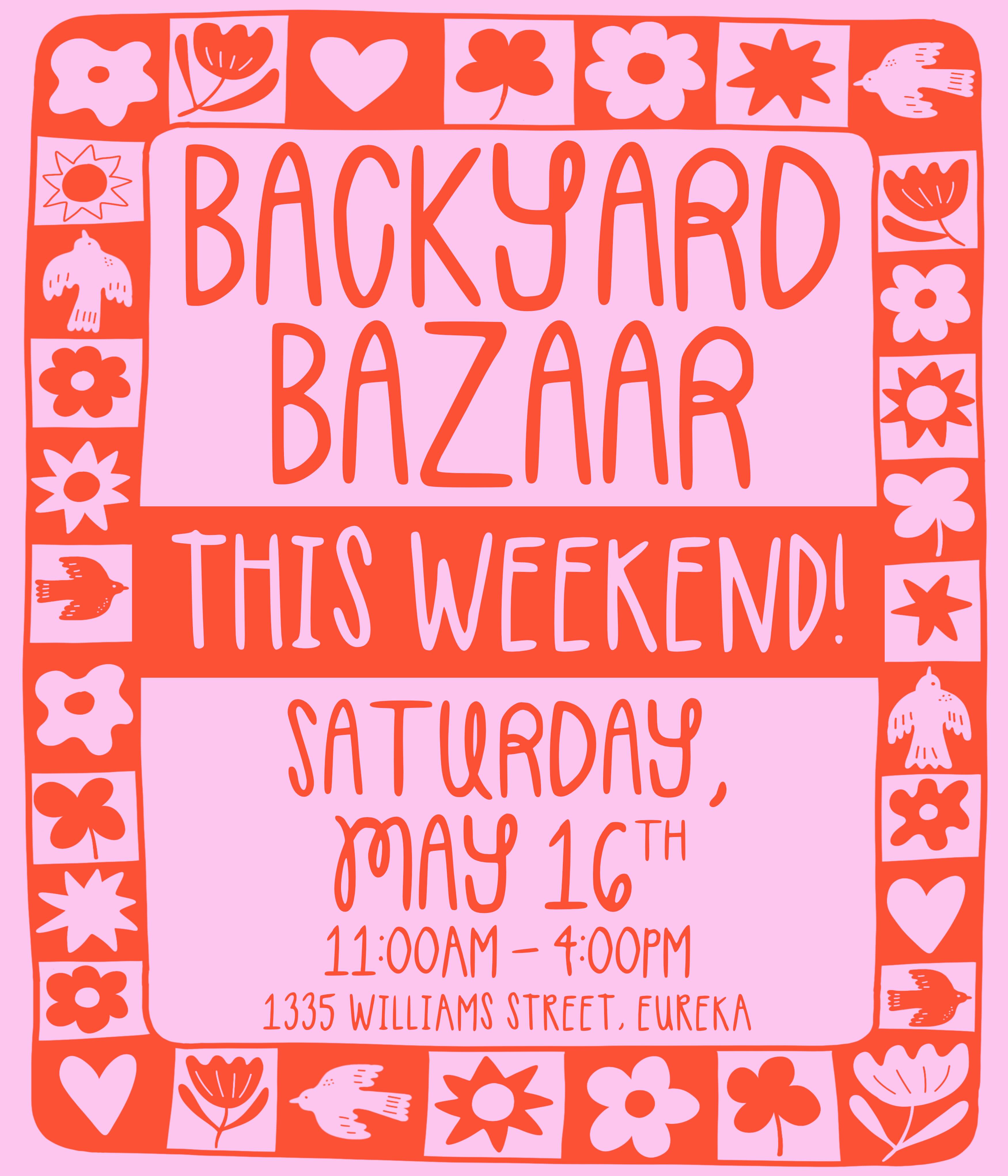 This weekend (Saturday)!!!! The sun will be out, the garden will be popping, the iced tea will be refreshing, the music will be glorious, and the handmade wares will be awe inspiring. Can’t wait to see you all there!
.
.
.
#backyard #bazaar #makermarket