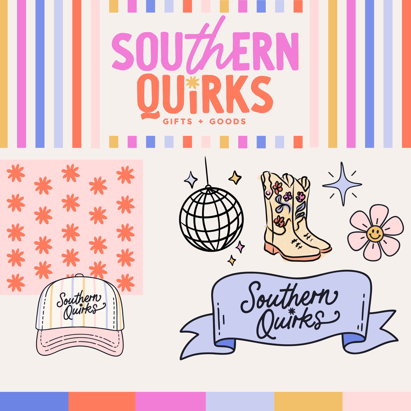 Something NEW is finally starting to peek through… 👀✨
Honestly, my old branding just didn’t feel like 𝘮𝘦 anymore. Quirk changed to Southern Quirks - & it has grown so much in the past 4 years, so I wanted a look that truly captured the joy, color, fun, & personality behind this little business. Something that instantly feels like a HAPPY PLACE the moment you see it - no matter what age you are. 💖
This is just a tiny sneak peek of our branding board, but there’s much more coming soon! 👀
#staytuned #rebrand #brandingboard