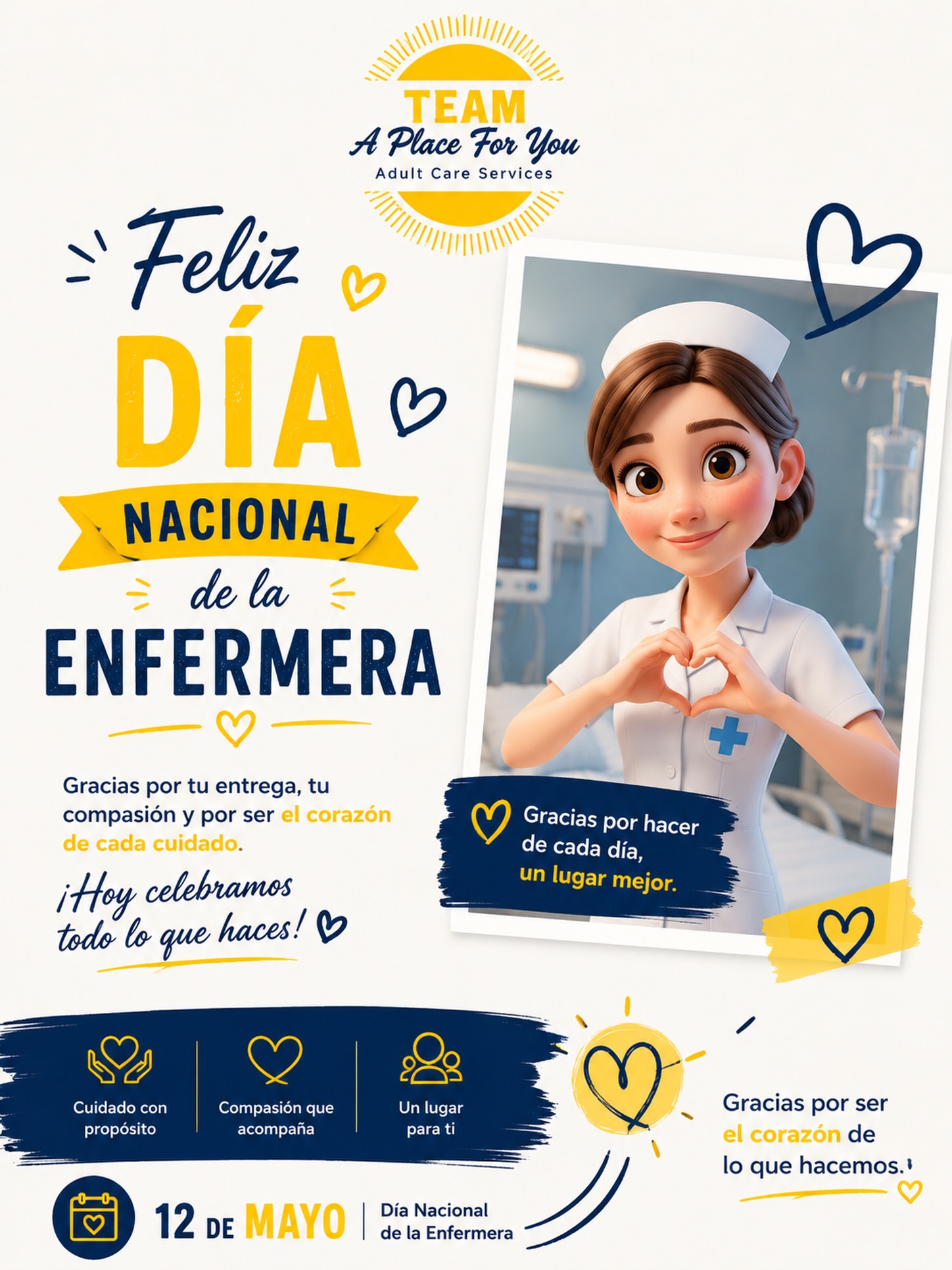 Today we celebrate the kindness, dedication, and care nurses bring to every life they touch. 💛
Thank you for all that you do. Happy National Nurses Day! 👩⚕️✨
#NationalNursesDay #HealthcareHeroes #APlaceForYou 💛