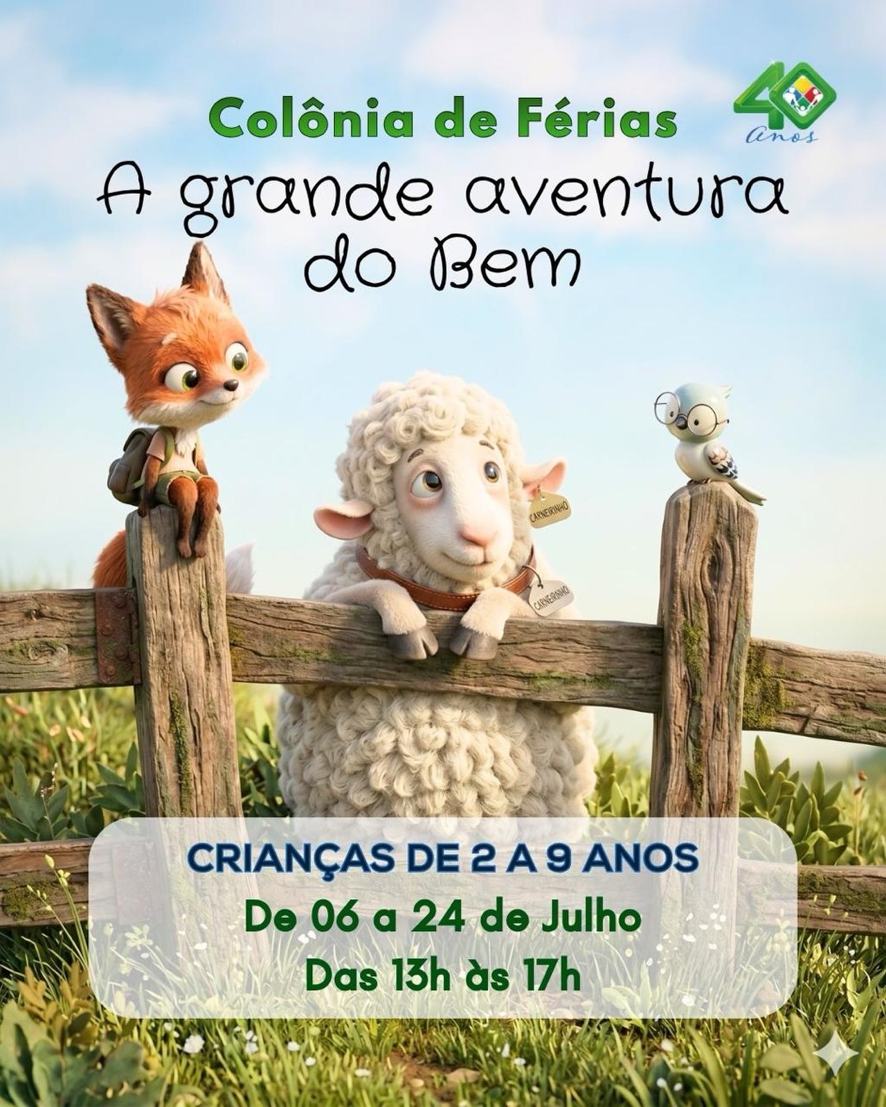 COLÔNIA DE FÉRIAS ACBV
Uma aventura inesquecível está chegando!
Inspirada no livro “É para o meu bem”, nossa Colônia de Férias foi preparada para proporcionar dias cheios de diversão, aprendizado e experiências !
De forma divertida, intencional e criativa, vamos fortalecer virtudes, como bondade, amizade e cuidado.
Uma experiência cheia de aventura, criatividade e descobertas!
Inscrições abertas!
📍Local: ACBV/ Sede- Av. Visconde de Jequitinhonha, 355- Boa Viagem
📅 Período: 06 a 24 de julho de 2026
🕐 Horário: Das 13h às 17h
👧🧒 Faixa etária: Crianças de 2 a 9 anos
📍 Garanta a vaga do seu pequeno realizando a reserva na Secretaria do Ninho ou no setor Financeiro da escola.
Vagas limitadas!
📲 Informações e Pagamento:
FONE: 998607473.
#ACBV #Acbv40anos #coloniadeferias