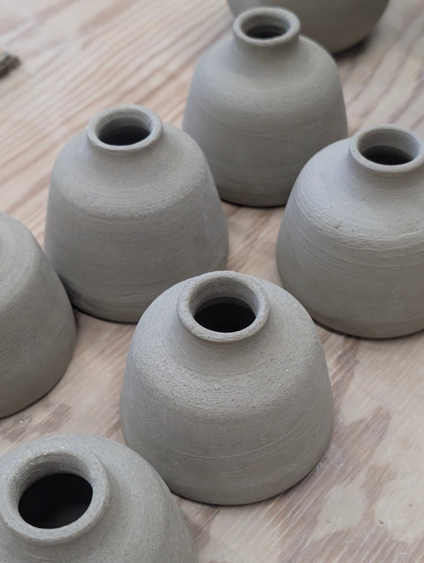 They may not be the showiest of items but there's something so endearing about a small ceramic that brings such joy. I love making these little bud vases and can't wait to bring them to life in their glaze firing with a splash of colour