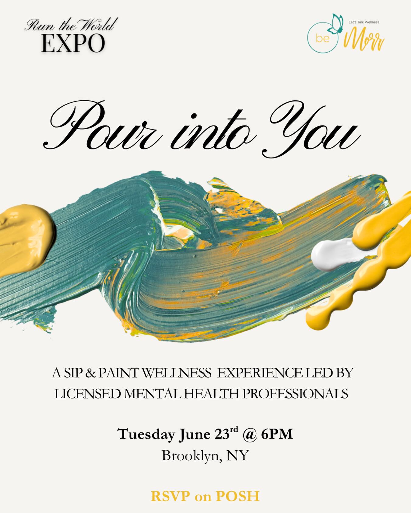Exciting News â¨đ
Join us as part of the Run the World Expo 2026 by @officialwomeninpower for an evening designed to pour back into you. đ¨â¨
RSVP đ in Bio đđž
Pour Into You is a guided sip & paint experience presented by @bemorrcounseling â one of the curated events leading into the Main Summit on June 27th.
This experience was created for the high-achieving woman who is always building, always giving, and rarely stops to receive.
Expect mocktails, tea, desserts, a canvas, and a licensed therapist holding space while you exhale, create, and connect with women who truly get it.
No paint experience needed. No performance required. Just you, good company, and permission to be poured into for once.
See you there đâ¨