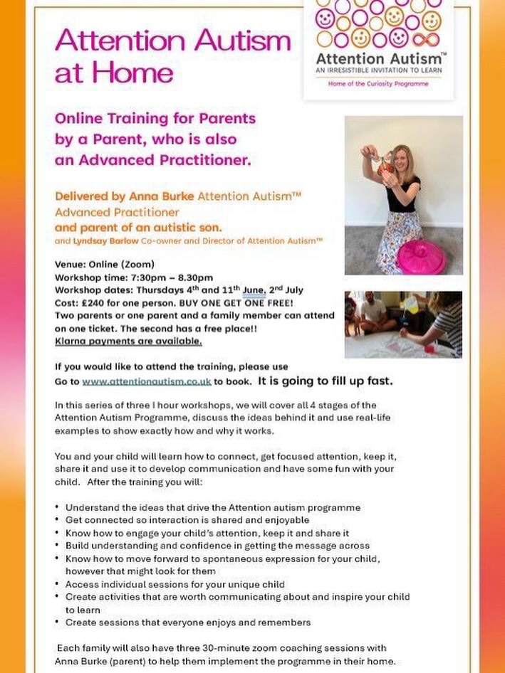 Online training for parents by a parent @attentionautism to book your place visit www.attentionautism.co.uk