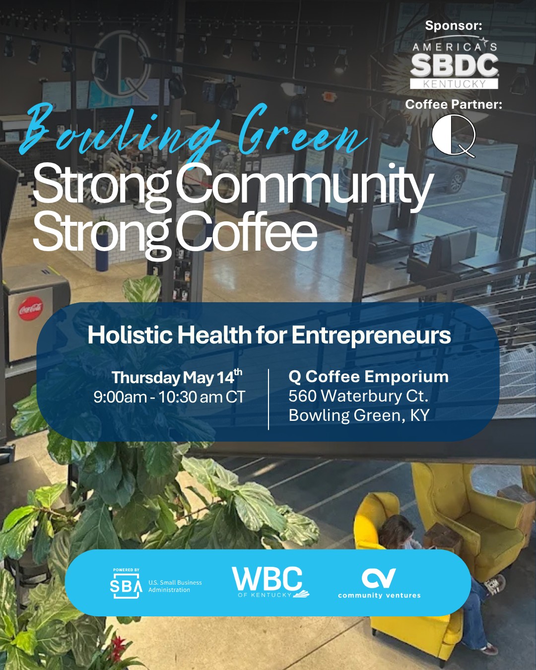 📣 Hey Bowling Green, taking care of your business starts with taking care of yourself.
Join us for Strong Community Strong Coffee as we gather for a conversation on wellbeing in entrepreneurship.
Running a business often means putting everything else on the back burner, but sustainable growth starts with how you take care of yourself. We’ll explore practical ways to support your health while managing the day-to-day demands of business ownership.
Come for the conversation, stay for the connection, and leave with a few ideas you can actually use.
📍 Q Coffee Emporium
560 Waterbury Ct.
Bowling Green, KY
📅 Thursday, May 14
⏰ 9:00 – 10:30 AM
Save your seat with the link in our bio: @wbckentucky
#WBC #StrongCommunityStrongCoffee #BowlingGreenKY #WomenInBusiness #EntrepreneurSupport