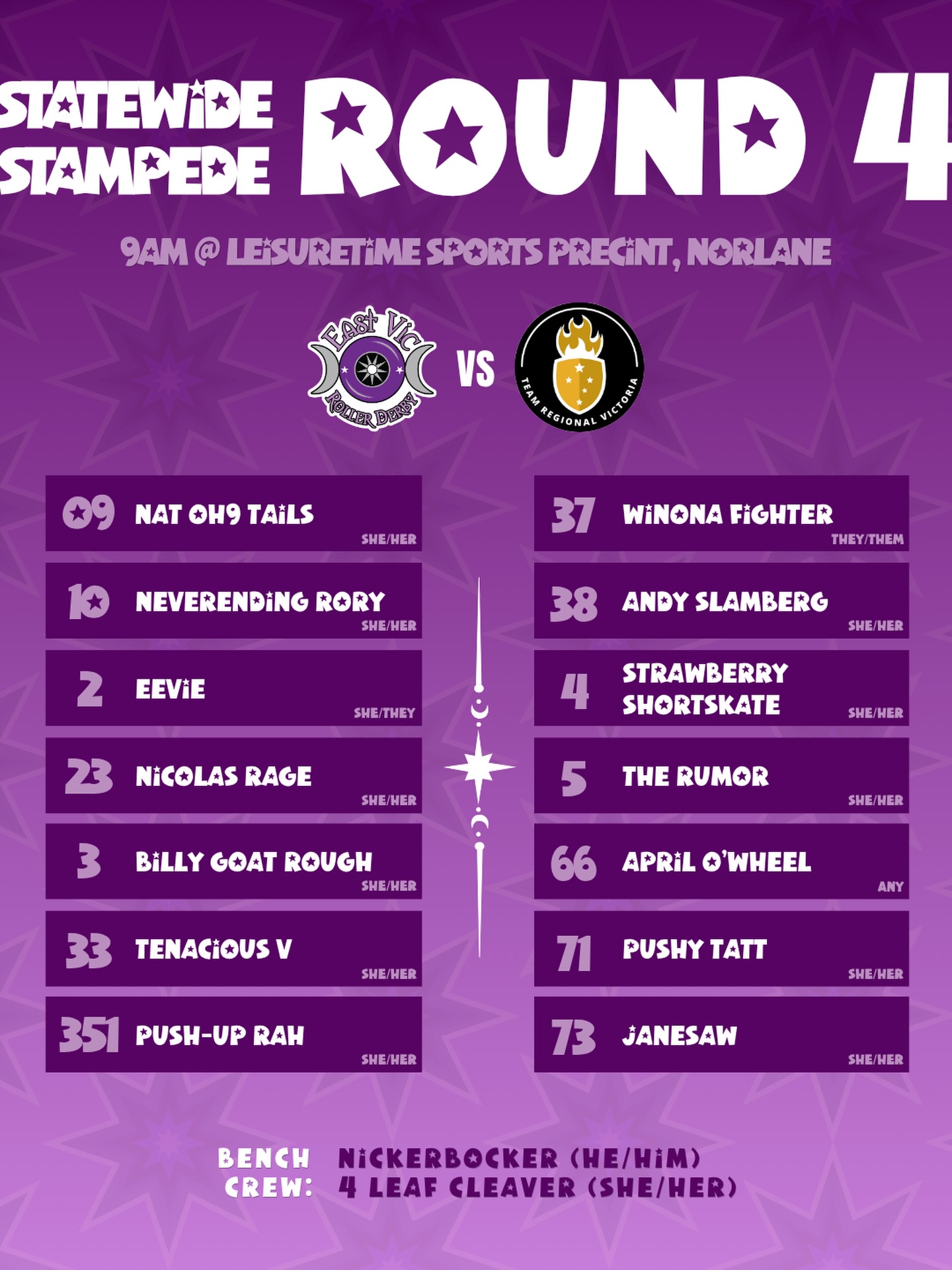 The witches are back for Round 4 of @statewidestampede tomorrow in Geelong, hosted by @geelongrollerderby 🛼
With our new uniforms ready to go, we are looking forward to an early morning bout against the awesome @teamregionalvictoria
And for anyone who can’t be in Geelong bright and early to cheer us on, the game will be live streamed on www.youtube.com/@statewidestampede
Let’s go witches! 💜