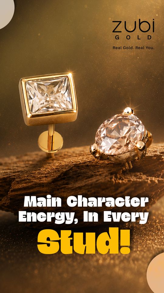 Single studs, endless sparkle ✨
18K gold & zircon studs made to sparkle all day 💛
Shop the collection at Zubi Gold today!
Zubi Gold. Real Gold. Real You.
Visit us at - @centresquarekochi @m5ecity_mall
#ZubiGold #SingleStuds #GoldJewellery #EverydaySparkle #ZirconJewellery