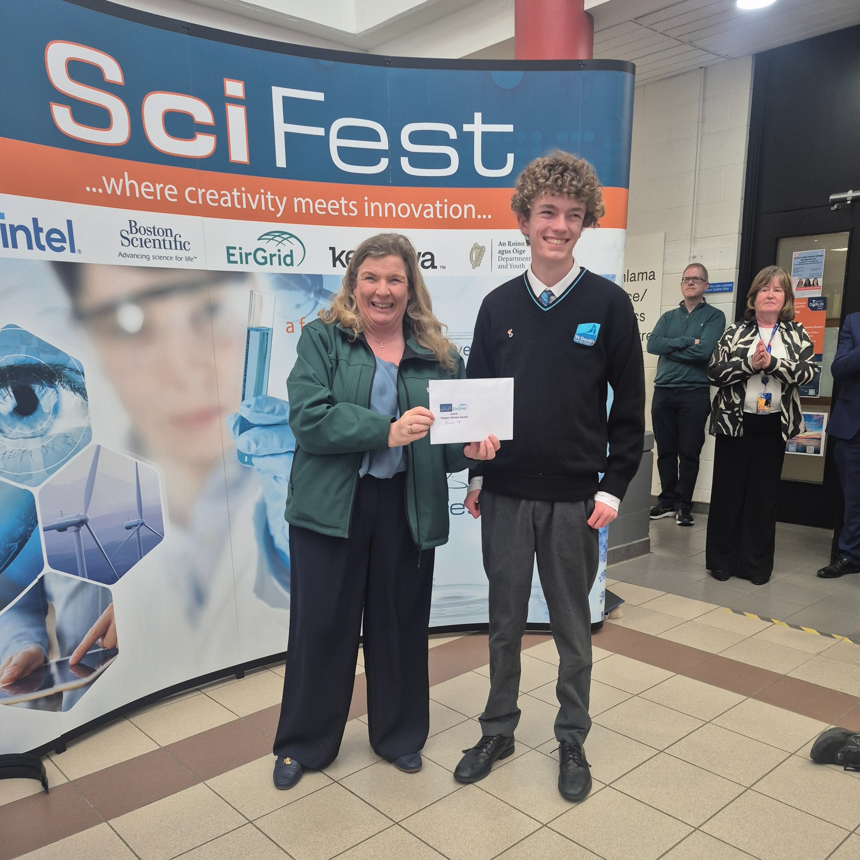 Last week, Cal, Siofra, Keah and Nicole, along with Ms. Cavey, went to the SciFest Regionals in Tallaght.
Cal won an award for his project 'Assessing Human Influence on the survival of the Little Tern Species' while
Nicole won an award for her project 'A lending hand'.
Siofra and Keah's project was called 'From Source to Sea a multidimensional study to protect and enhance the 3 Trout River'.
Well done to these students on their hard work and success!