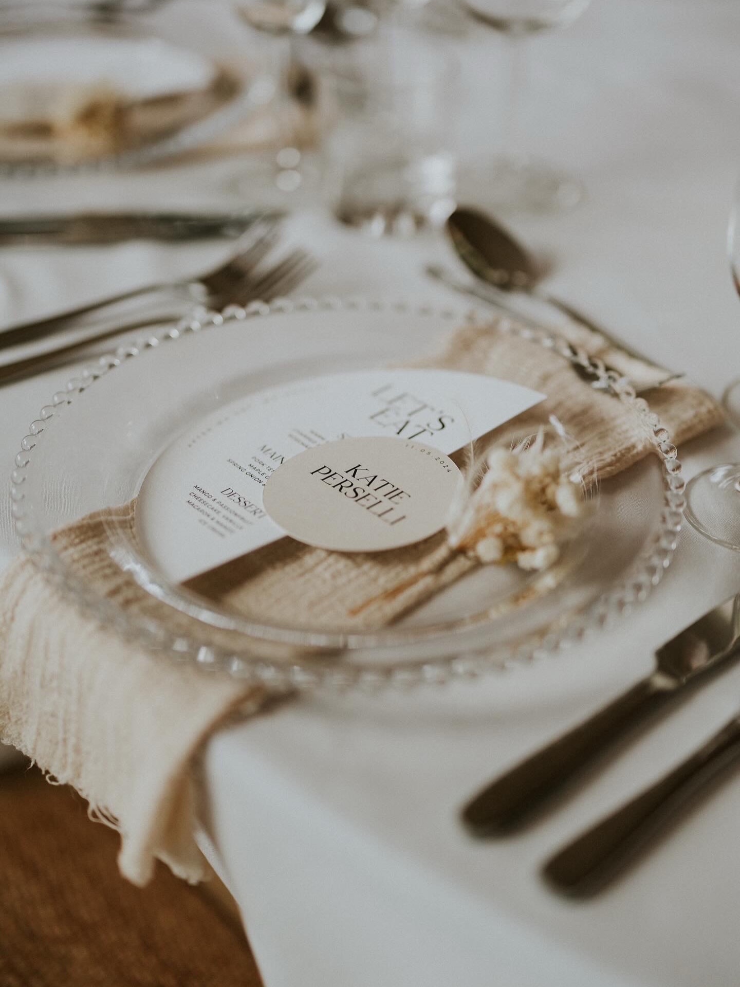 Half Moon Menus & Circular Place Names ✨
These are definitely one of our most popular on-the-day stationery designs! They’re simple, modern and such an easy way to elevate your tableware and make each place setting feel a little more special.
Available in a range of cardstocks, colours and finishes, and fully customisable to suit your wedding style 🤍
Here’s just a few of our favourite menus & Place Names! If you’d like to see some samples or chat about your stationery, just drop us a message.
#WeddingMenus #WeddingStationery #OnTheDayStationery #WeddingTableware #URURAMoments