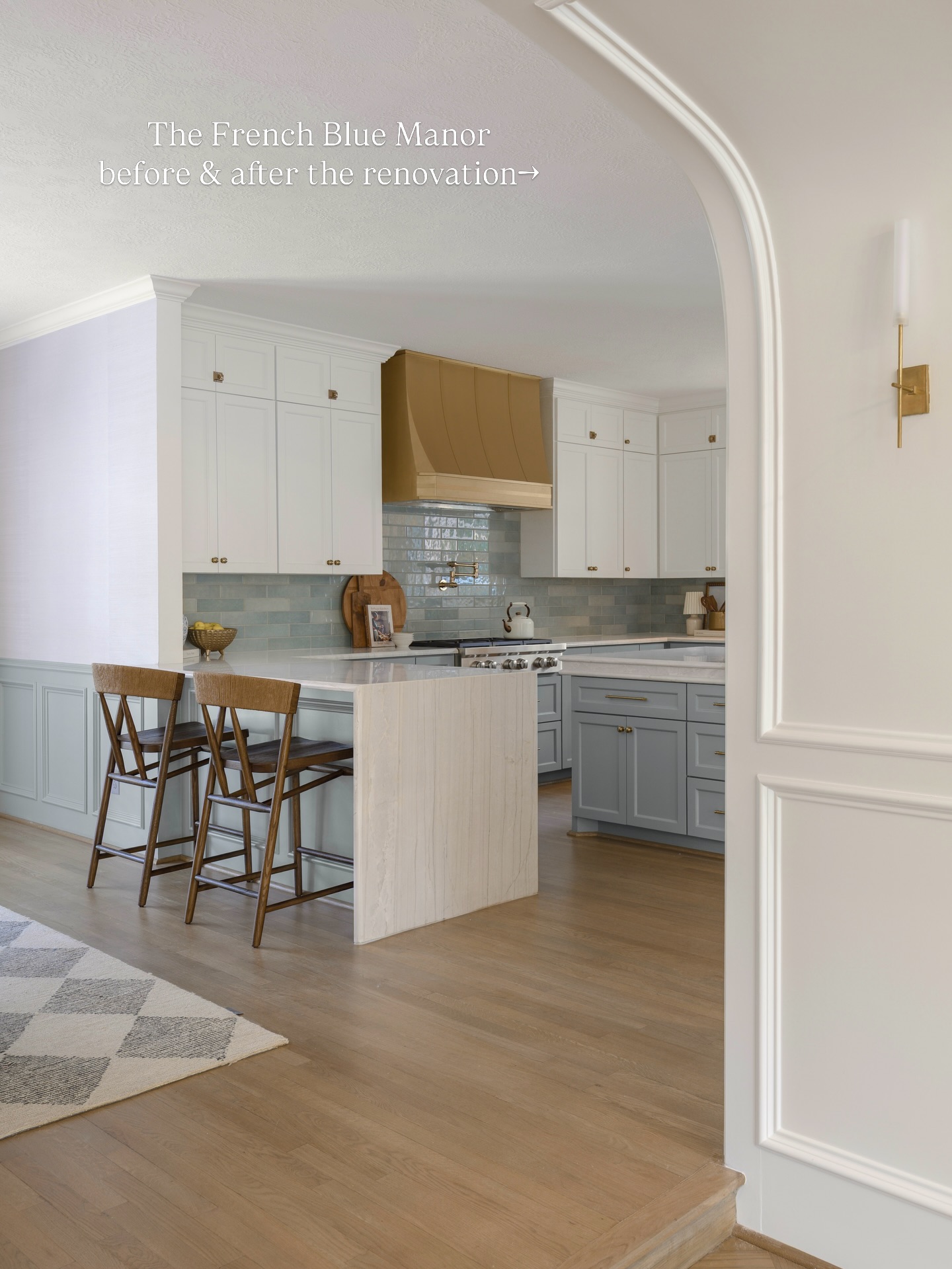 The reveal you’ve all been begging for ✨
Our French Blue Manor project has been over a year in the making, and we’re overjoyed to finally share it with you. We poured countless hours into every detail of this renovation and collaborated with @andersonfamilybuilders to bring our vision to life.
This home already had beautiful bones, but the kitchen felt dark, closed off, and dated. Our client wanted the space to feel happy, welcoming, and a little playful — and because she loves blue, we leaned into that with Sherwin-Williams Cadet Blue on the lower cabinetry and a dreamy blue subway tile from @thetileshop to bring in the perfect amount of color!
One of the biggest transformations came from removing the dividing wall between the dining room and kitchen, instantly making the entire space feel brighter and more open. And of course, the true showstopper of the kitchen is the statement brass vent hood…it adds the perfect amount of warmth and makes for a gorgeous focal point the moment you walk in!
It’s bittersweet wrapping up a project we’ve spent so much time dreaming up, but seeing our clients walk into a home that finally feels like them makes every second worth it 🤍
And this is only the kitchen… there are still so many spaces inside the French Blue Manor we can’t wait to reveal over the next few weeks 👀
And if you’re not patient enough to wait for the rest of the reveals… you can get an early peek at the entire house right now over on our website 😉
Full project here: https://www.woodsdesignhouse.com/french-blue-manor
•
•
•
📸Photos by @bayoucitycaptured