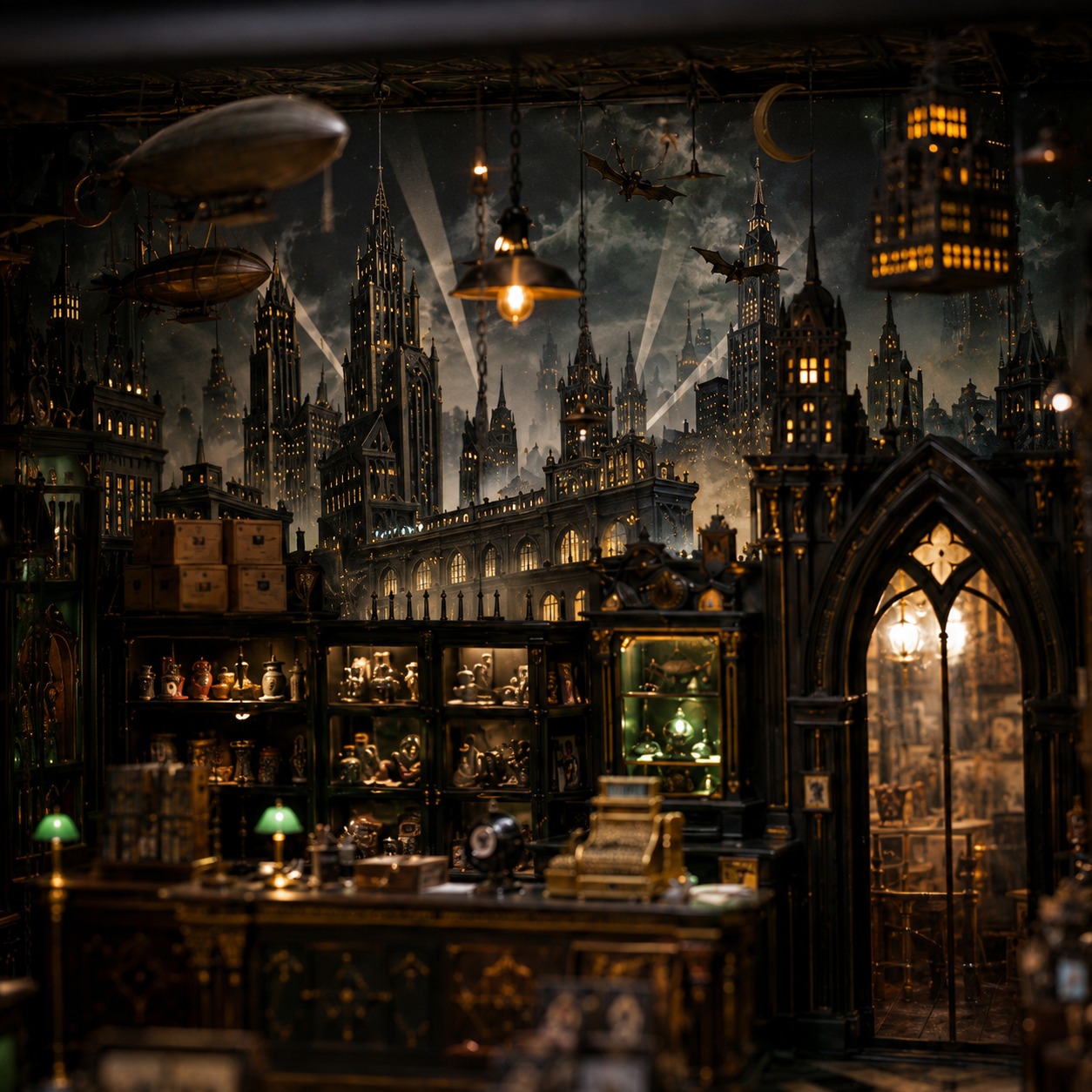 “Please stop leaning ominously near the glass.” —Opal Quill, probably.
Swipe for closeup details from Nocturne & Ninth, Gotham’s tiniest comic shop with one suspicious cat and excellent lighting. Full blog post lands tomorrow! 🦇✨
#smallworldminiatures #miniatureart #roombox #diorama #gothamstyle #comicshop #miniaturecollector #artdeco #tinyworld