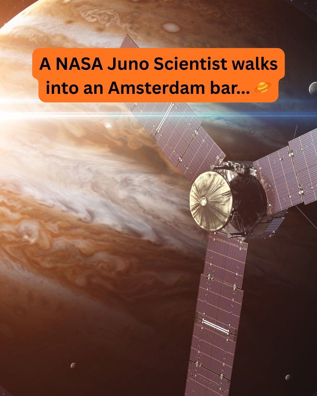 POV: You’re having a drink with a scientist from NASA’s Juno Mission this Sunday 🥂🔭
It’s not every day a researcher who solved the mystery of Jovian jet streams walks into a bar in Amsterdam to share her notes.
We are incredibly lucky to host Dr. Keren Duer-Milner. Her work, published in Nature Astronomy, solved mysteries about planetary winds that have baffled the global scientific community for decades. Usually, voices of this caliber are found only at elite international summits or on those rare global platforms reserved for ideas worth spreading.
We’re bringing that level of expertise to the intimate salon setting of Vice Versa.
We’ll explore why Earth’s atmosphere is a delicate illusion compared to the eternal, internal fires that drive the giant planets.
No prior scientific knowledge is required - this is designed for the curious. If you’re staying in town for the long weekend, join us for the ultimate intellectual "soft landing" before the Monday reset.
Early Bird tickets are officially SOLD OUT. Some standard and duo tickets remain.
🗓 Sunday, May 17 | 19:30
📍 Vice Versa, Amsterdam
🎫 Tickets: Link in Bio.
#ThinkAndDrink #NASA #JunoMission #AmsterdamEvents #ScienceSalon #Jupiter #JetStreams #ViceVersaAmsterdam #StaycationAmsterdam #Curiosity