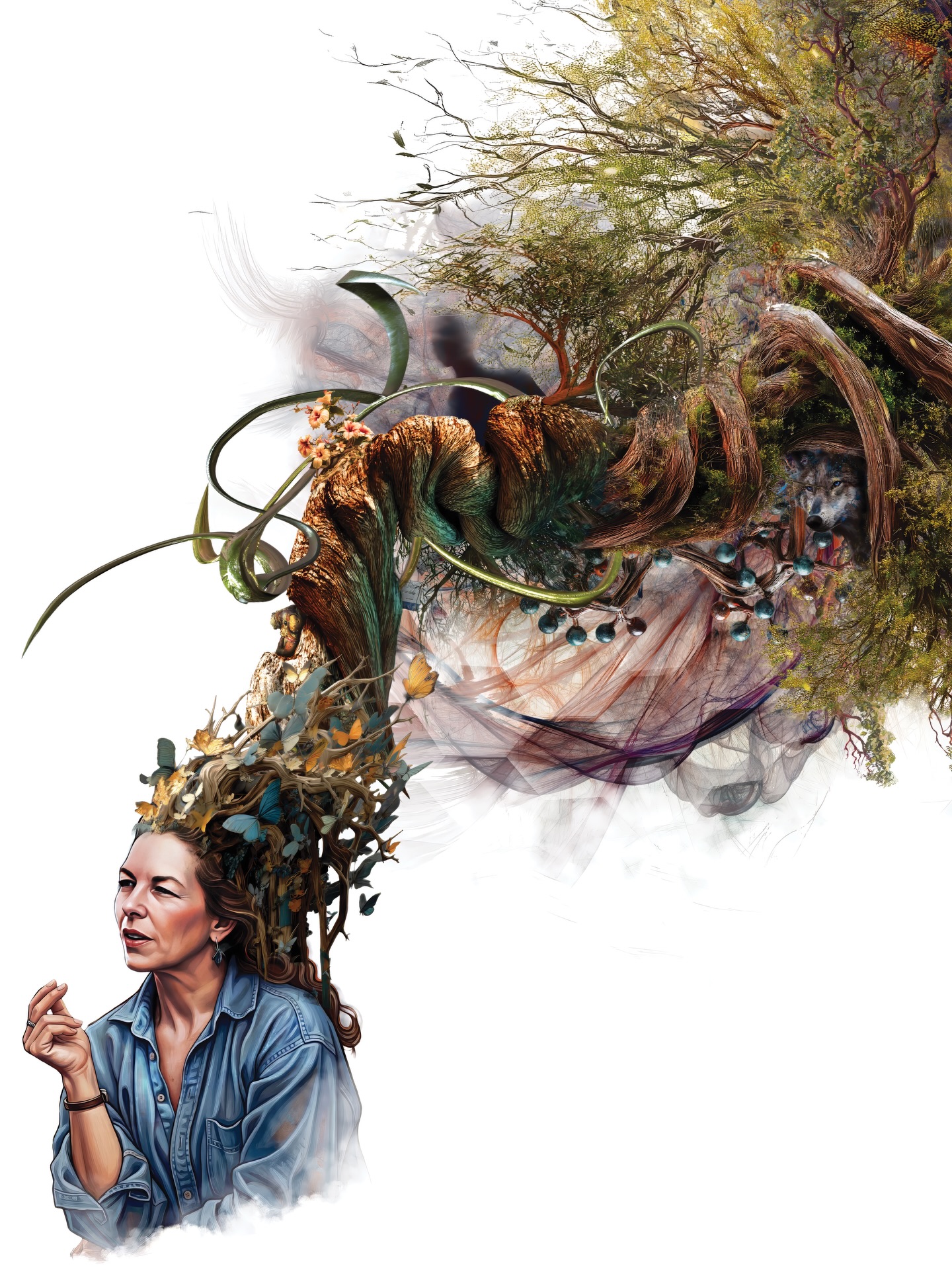 “From Molecule to Movement - A Psychedelic Love Story”
Hanif Wondir - 2026
.
18ftx8ft
Analog&Digital Illustration utilizing mixed media tools: Pen&Ink, VR/3D Modeling and Texturing, archival photographic montage, digital painting.
.
• scroll ➡️
Illustrating the deep love story between Sasha and Ann Shulgin, accentuating the way their 2 paths & unique perspectives create an infrastructure of care and knowledge, that come together in Love.
.
Created for @shulginfoundation ‘s “From Molecule to Movement “ Archive Exhibit, on display NOW at @berkeleyalembic !
1❤️
.
.
#hanifwondirdesign #shulginfoundation #hdproductions831 #digitalillustration