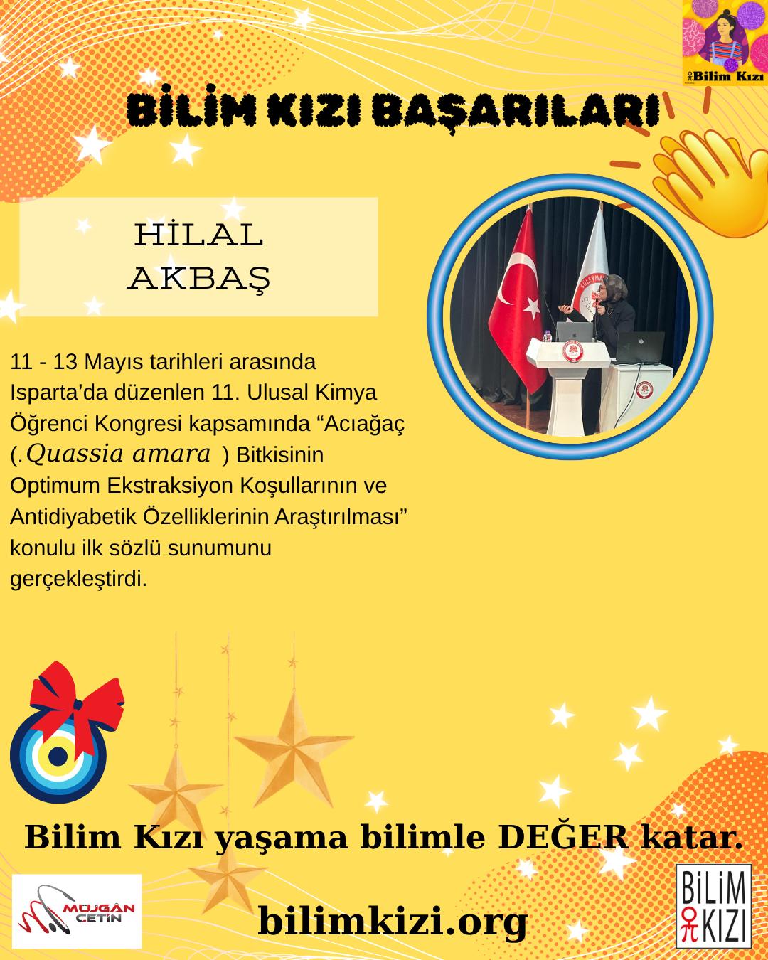 Ben yine büyük bir heyecan ve gurula @bilimkiziorg @hillakbs_ ın başarısını sizlere duyurmak istiyorum. 11-13 Mayıs İsparta'da kongrede sunum başarısı bizler için çok önemli. Hem bilginin topluma yayılımı hem de kendi sunum becerilerinin gelişmeleri açaısından HİLAL AKBAŞ ile gurur duyuyoruz.
Bütün kızlarımızın başarını incelemek ve bizler gibi gururla alkışlamak için https://www.bilimkizi.org/bilimkizi-basarilari sayfamızı ziyaret ediniz.