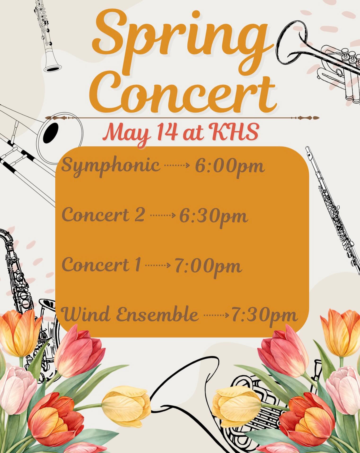 Spring Concert is here!! Join us for our final concert of the year, along with our head director, Tyler Morrison’s, final performance with KM4B💙