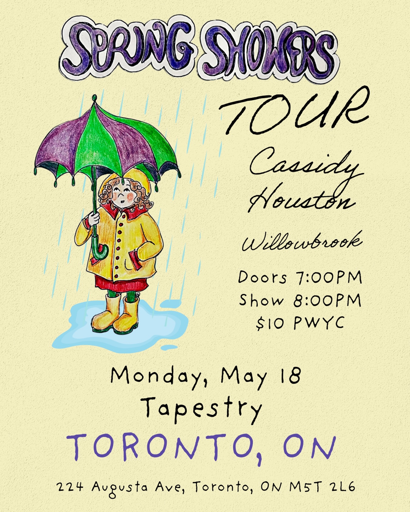 HEY TORONTO! @cassidyhoustonmusic and myself are making a stop in Toronto this coming Monday at @tapestry_to !!
Come enjoy some powerhouse canadian folk to celebrate spring <33