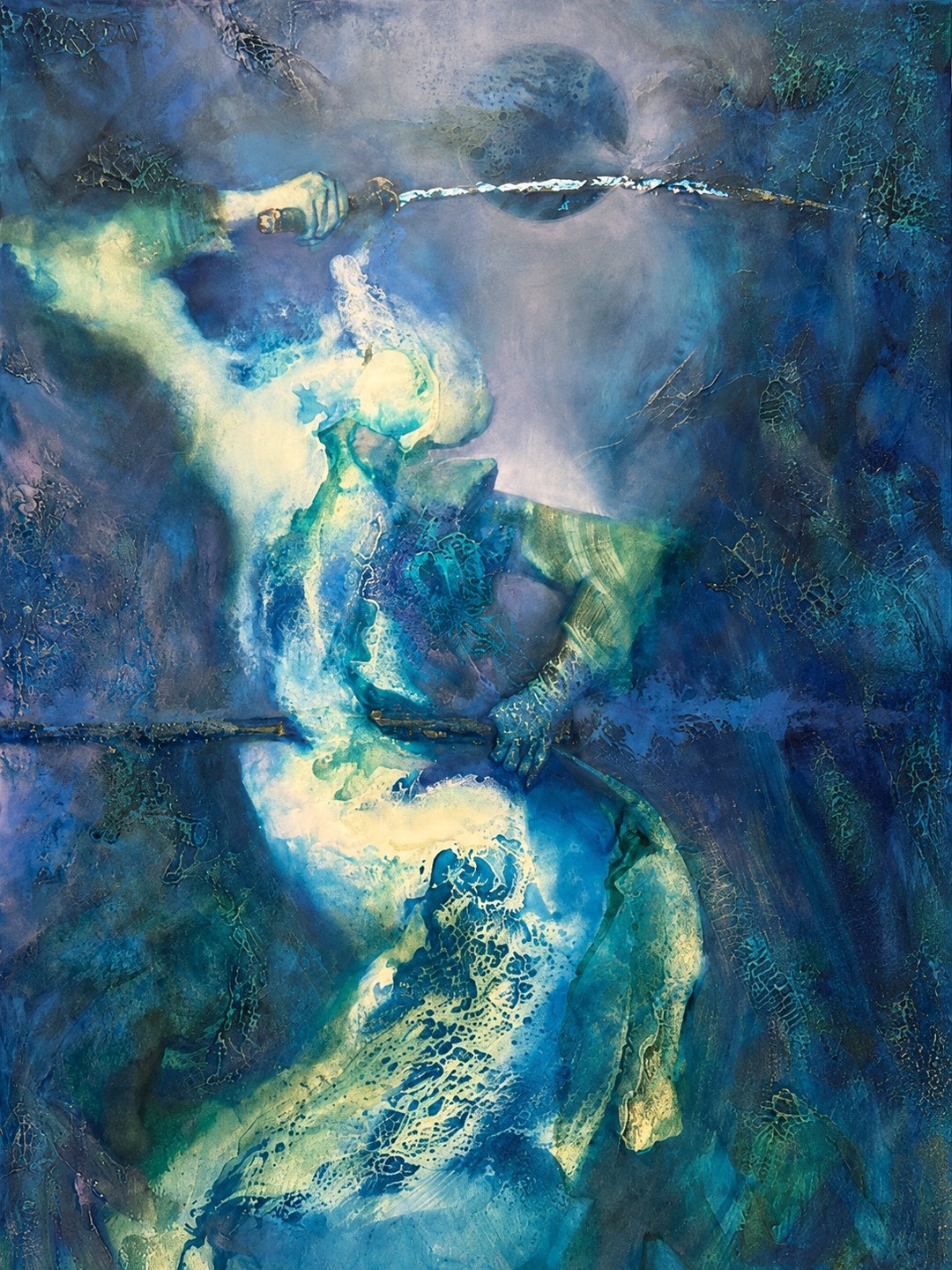 I love discovering artists who inspire me, collecting pieces that speak to my soul, and sharing their brilliance with the world. The new piece I acquired was painted by Ignat and Konstantina Konstantinov, known as The KonKons, Bulgarian-born American artists whose collaborative work is both powerful and deeply moving.
The piece is from the Soul of the Knight collection, was created while Konstantina was battling terminal cancer and is called "Bugeisha", mixed media on canvas. You will see from the history why I had to have this piece.
Historical Background:
Nakano Takeko, aka Bugeisha (1847-1868) was a Japanese female warrior of the Aizu Domain, who fought and died during the Boshin War. She was only 21 years of age when she was leading the Samurai Joshitai (Girl’s Army). Although they were discriminated by their male fellow soldiers, the Shogunate Army count on them to cover the most dangerous spots on the battlefield. In one of these bloody combats, Takeko was deadly wounded and asked her own sister to hide her remains, so the enemies will not be able to claim a victory on her. The place she died became a sacred Shrine for pilgrims from all over the world.”
Through layered surfaces, luminous blues, and fluid human forms, Konstania transforms historical memory into atmospheric visual storytelling and I LOVE IT! Today, Ignat KonKon continues to honor his late wife’s legacy by exhibiting their work in esteemed galleries and sharing her vision with audiences around the world and I get to work with him and his art rep Janice Jones. Lucky me!!
