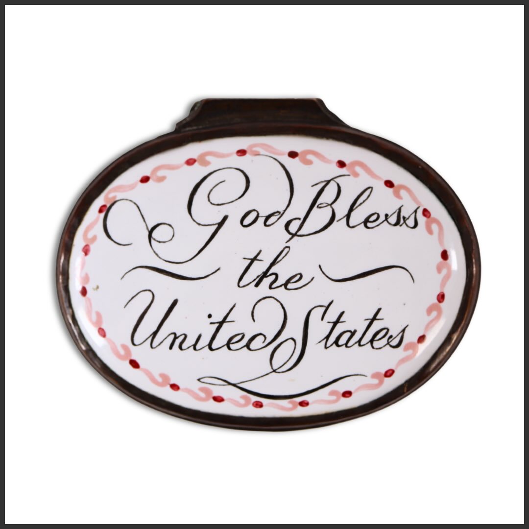 Our weekly preview series for Independence Unfolded: America at 250 continues, as we unveil a featured object from the forthcoming catalog each Friday through June 12. Join us as we reveal selections ahead of the catalog’s release, highlighting the people, events, and ideas that shaped the American experience.
Forging the Republic
This week’s featured object is an exceptionally rare Battersea enamel box produced for the American market and bearing the patriotic inscription “God Bless the United States.” Made in England circa 1785, the box reflects the continued export of English decorative arts to the young republic in the years immediately following independence.
Battersea enamel boxes of the late eighteenth century frequently commemorated figures such as George Washington or themes associated with the American Revolution, though the present example is particularly notable for the directness of its inscription—an unusually early and explicit expression of American national identity.
Independence Unfolded: America at 250 opens June 12.
#Gallery76Americana #Americana #AmericanHistory #Battersea #America250