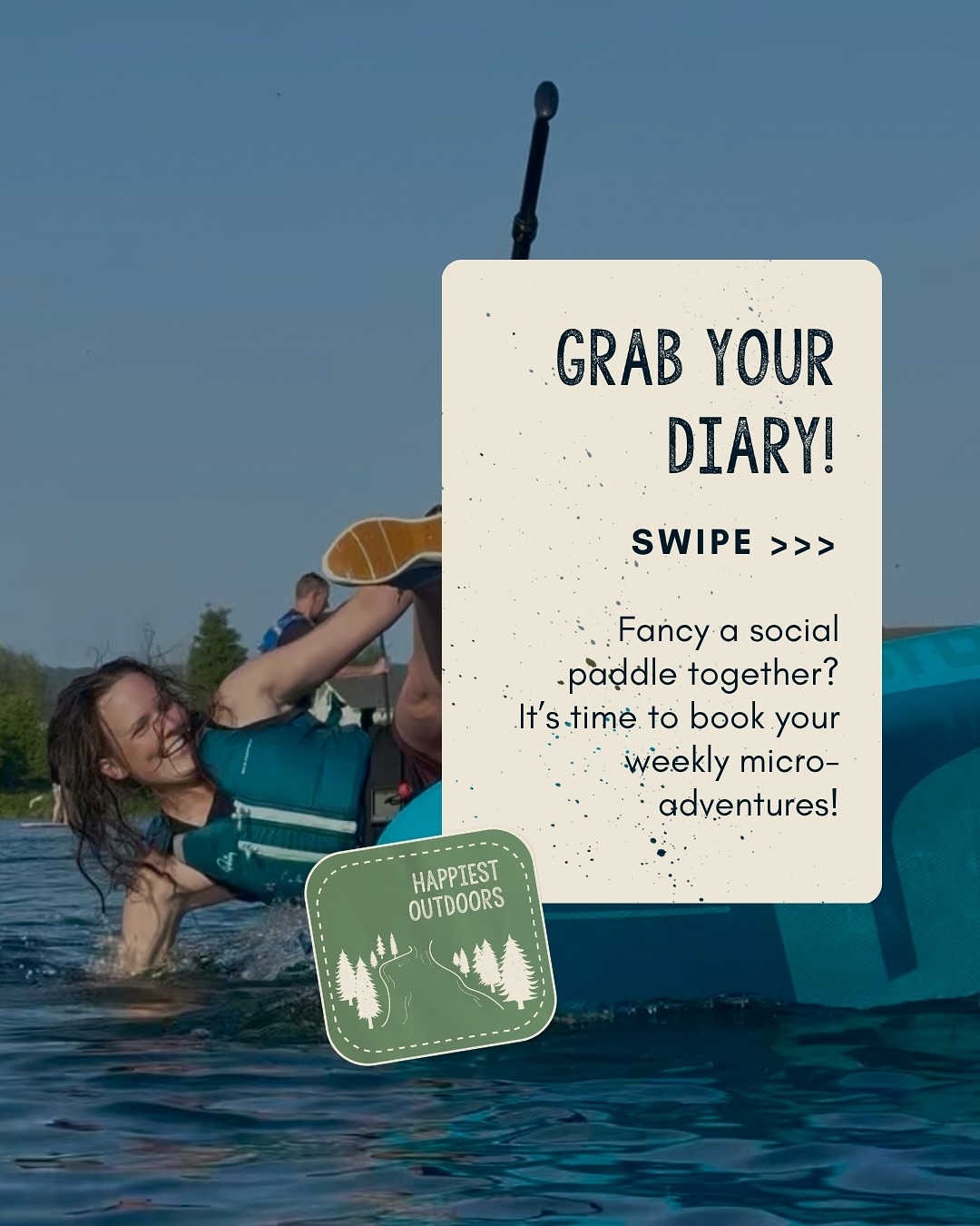 Your upcoming paddleboarding socials! You in?!
➡️ Pay As You Go only
➡️ £5 per person
➡️ 20 spots maximum
➡️ No commitment - just join what life allows 😇
➡️ BYO equipment or contact us if you need a hand
Bookings live!🔗
Bring. It. On! Can’t wait to see you there 🙌