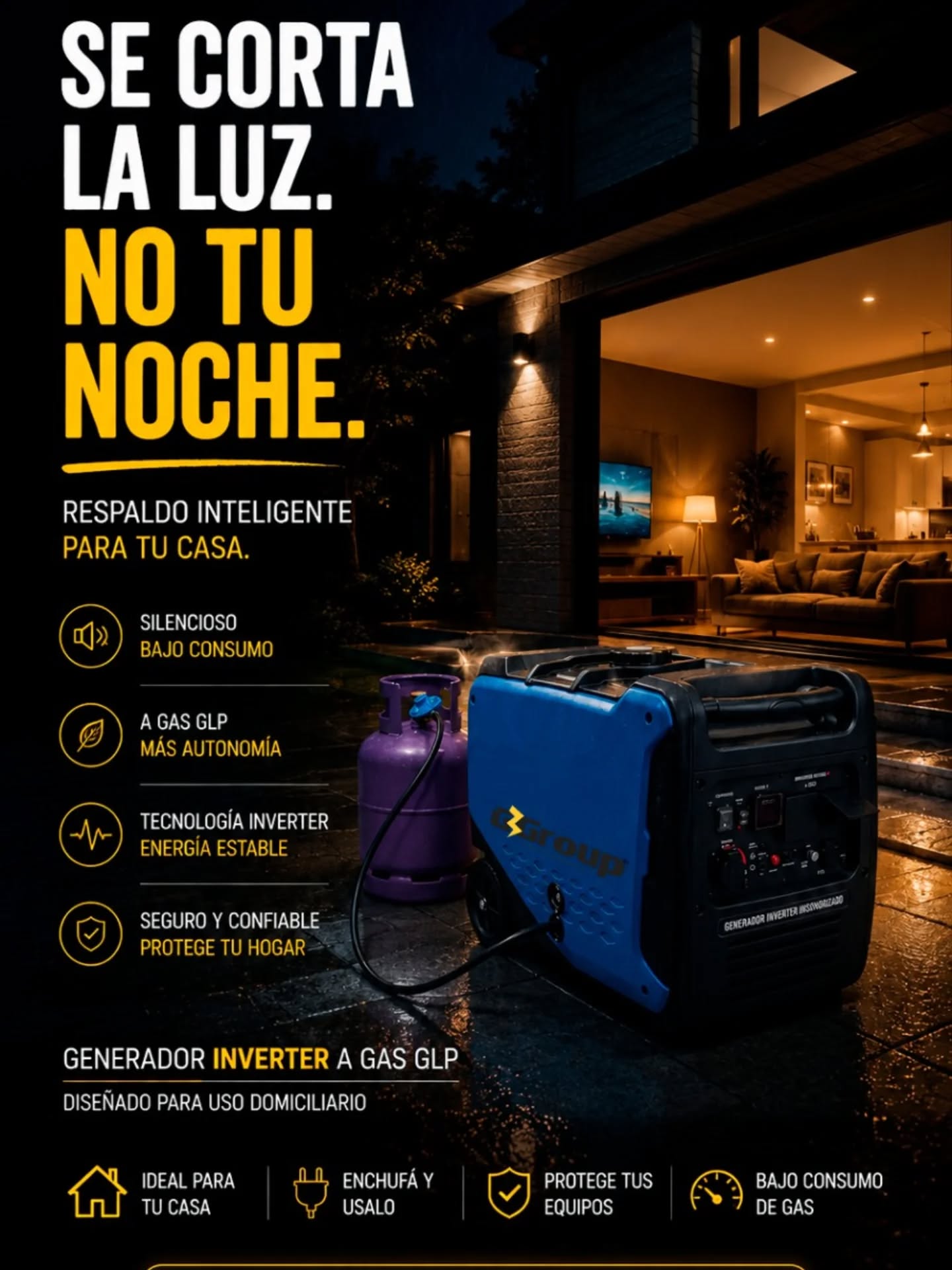 Cuando se corta la luz, hay dos tipos de casas:
las que se quedan a oscuras… y las que siguen funcionando como si nada.
Este generador inverter a gas GLP está pensado para uso domiciliario real:
✔ bajo consumo
✔ energía estable para tus equipos
✔ mucho más silencioso que un generador convencional
✔ fácil de usar
✔ ideal para cortes prolongados
Lo conectás, lo usás y seguís con tu noche.
En GGroup entregamos los equipos probados y listos para funcionar. Nada de “te lo llevás en caja y arreglate”.
Consultanos por disponibilidad, consumo y qué equipo conviene realmente para tu casa.
#GrupoElectrogeno #Generador #GeneradorInverter #CorteDeLuz #EnergiaDeRespaldo GeneradorAGas GLP GeneradorDomiciliario EnergiaParaTuCasa RespaldoEnergetico LuzSiempre CasaInteligente GeneradorAutomatico GGroup Energia GeneradoresElectricos SinLuzNo BackupEnergetico GeneradorPortatil Argentina