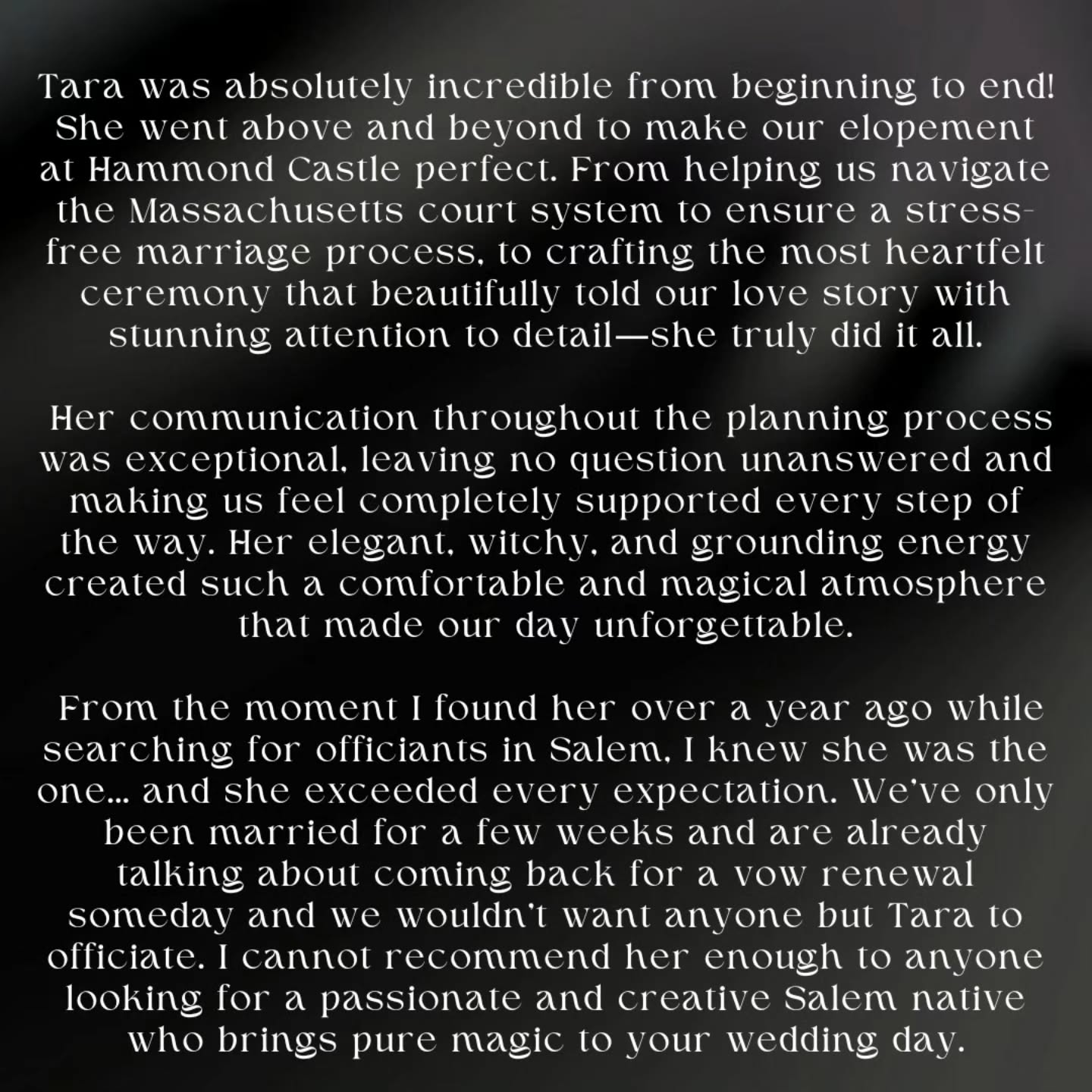Another ⭐️ ⭐️ ⭐️ ⭐️ ⭐️ glowing review from a happy couple! 🥹🖤✨️
#officiant #weddingofficiant #weddingwitch #salemmassachusetts #salemweddingwitch