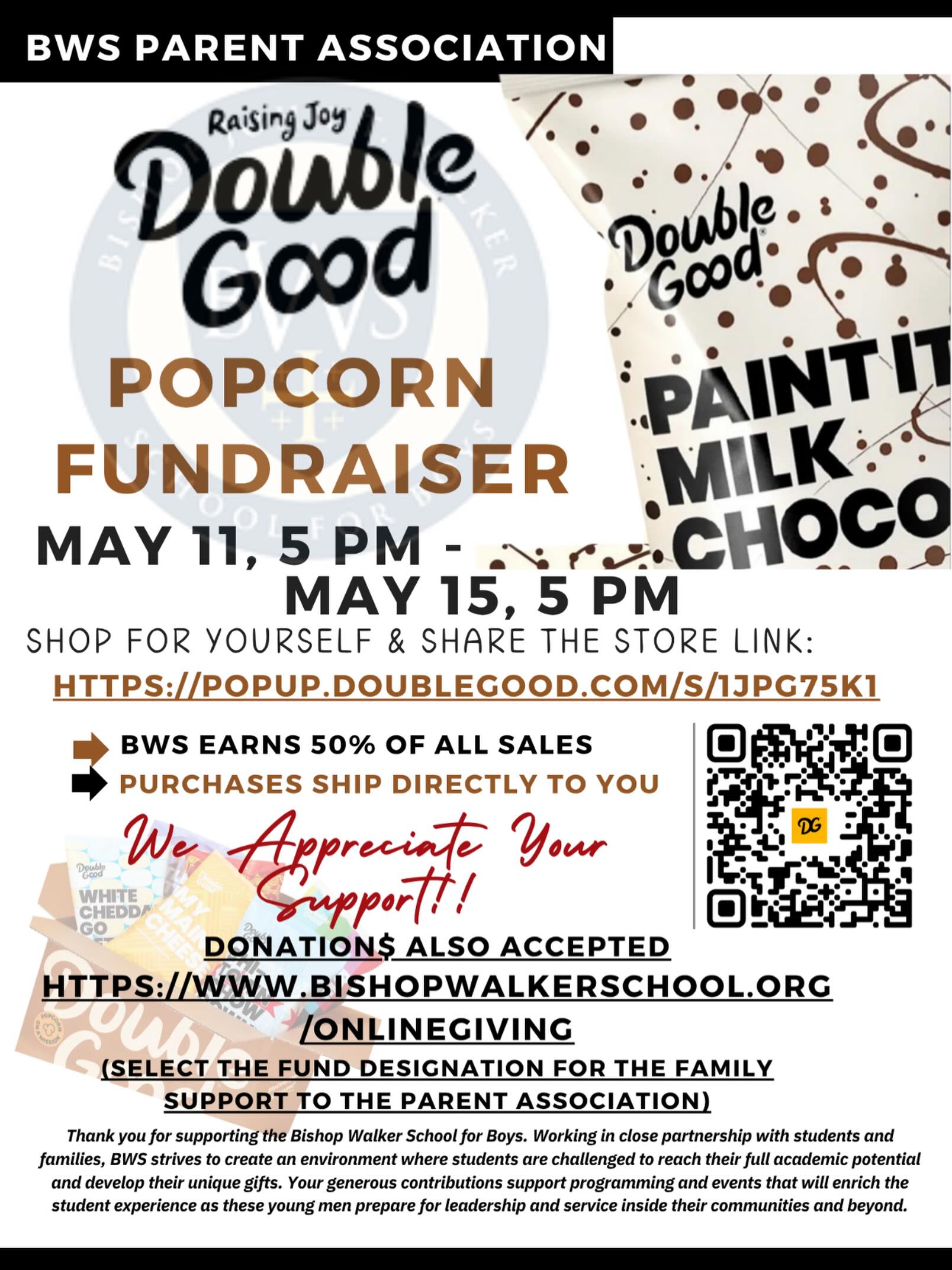 🍿 It’s that time again, the LAST BWS Parent Association fundraiser of the school year! 💙
The Double Good Popcorn Storefront is officially OPEN now through Friday, May 15 at 5 PM!
Stock up on your favorite flavors before summer break while supporting the BWS KINGS 👑 Every purchase helps support Parent Association programming and events for our school community.
Shop using the link in our bio✨ BWS earns 50% of all sales📦 Orders ship directly to you.
Thank you for your continued support of Bishop Walker School!