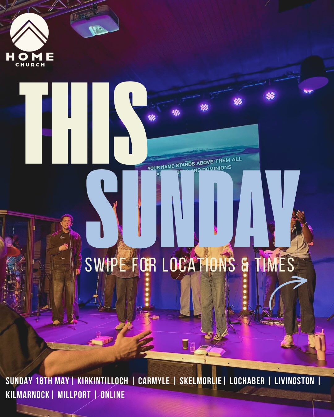 This is your reminder to come to church THIS Sunday 🙌🏻
We can’t wait to gather together, praise Jesus and thank God for all he is ans all he’s doing 🤍
Come along to any of our locations and prepare for an awesome word and move from God 😁
Which service will you be attending ?
#faith #christian #church #homechurchscotland #jesusisreal