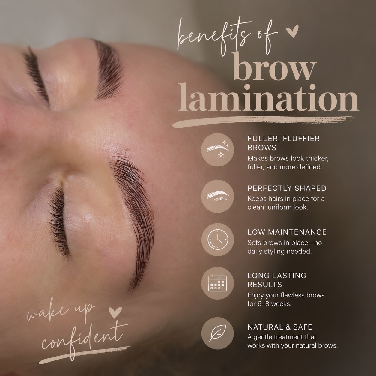 ✨ Wake up confident with perfectly styled brows ✨
Brow lamination gives you that fuller, fluffier, effortlessly polished look … without the daily brow struggle 🤎
✔️ Fuller-looking brows
✔️ Long-lasting shape
✔️ Low maintenance beauty
✔️ Soft, natural finish
Your dream brows, but better ✨
Results last 6–8 weeks!
Use the link in bio to book your brow lamination appointment 🤍