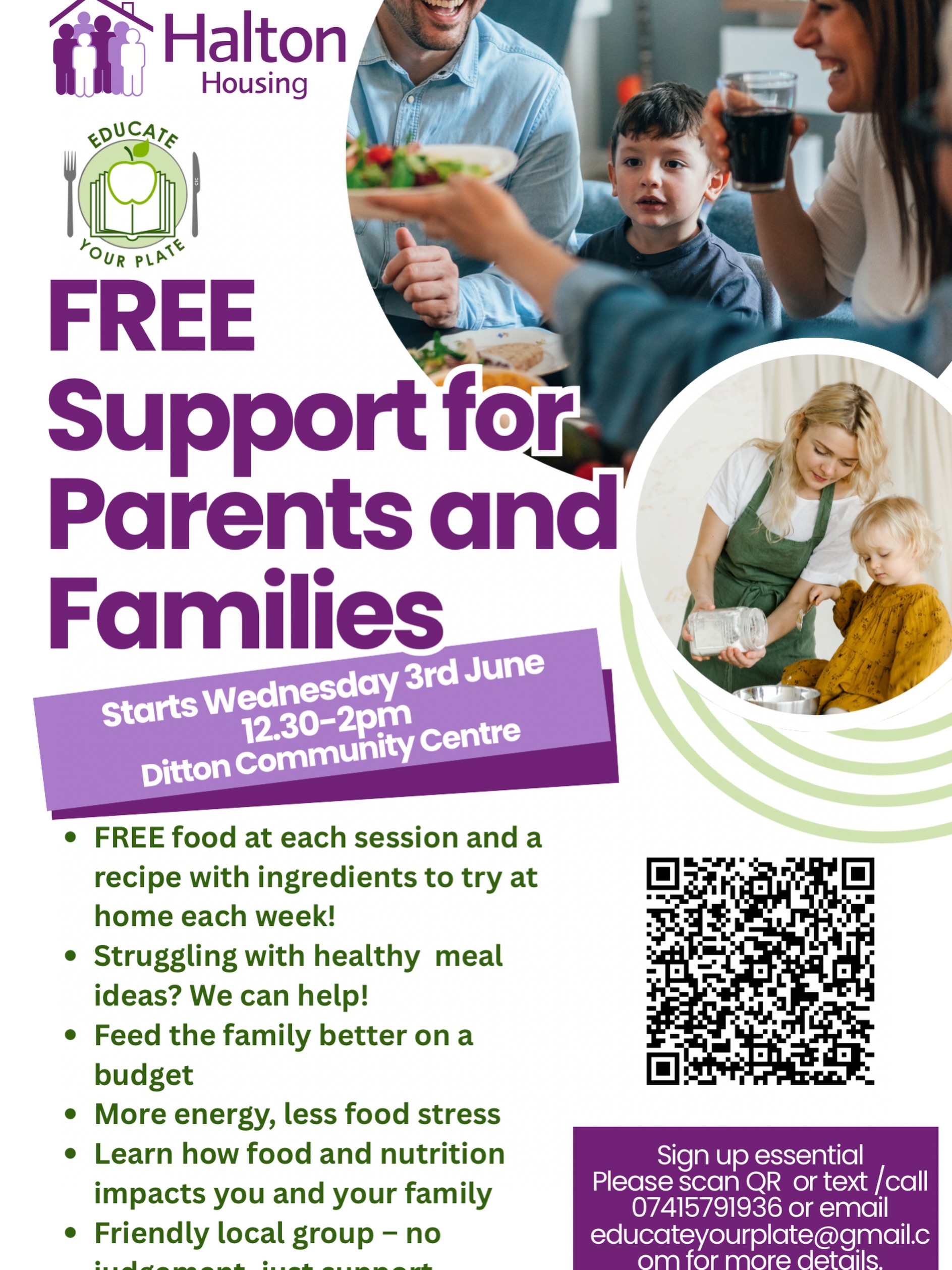 Do you live on the Kingsway or Stewards Avenue estates and struggle with…
❓Knowing what to cook for the family
❓Keeping food costs down
❓Getting the kids to eat better
❓Low energy, snacking or feeling fed up with food
❓Trying to make healthier changes but not knowing where to start
You are not alone 💛
That’s exactly why this FREE support programme has been created.
✔ Friendly weekly sessions
✔ Free ingredients + recipes to take home
✔ Practical support for real family life
✔ No judgement, no fad diets, no pressure
✔ Final family session with children invited too
Funded by Halton Housing for local families.
Places are limited, so if this sounds like something that could help you or someone you know, please take a look at the flyer and sign up. DM us on here or drop us a text/email (details on the image)
Sometimes the right support can make all the difference 💛
#Widnes