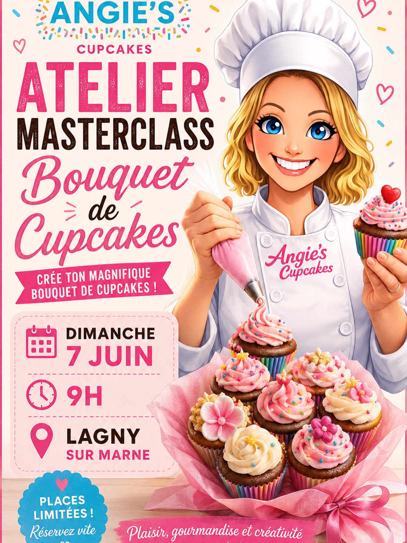 🧁💐🧁
Notre prochain Masterclass aura lieu dimanche 7 juin à Lagny sur Marne.
Écrivez dans les commentaires « info » pour recevoir la fiche avec tous les détails !
Une idée cadeau pour la fête des mères ! 💐💐💐
#ateliercupcakes #masterclasscupcakes #angiescupcakes77 #apprendreavecangie #cupcakesfleurs
