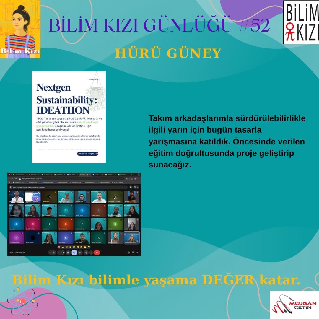 #BilimKızı @gnyhuru boş durmuyor. #bilim yolculuğunda öğrenmeye devam ediyor. Takım arkadaşlarıyla sürdürülebilirlikle ilgili YARIN İÇİN BUGÜN TASARLA yarışmasına katıldı. Şimdi proje hazırlamaya başladı 👏👏👏