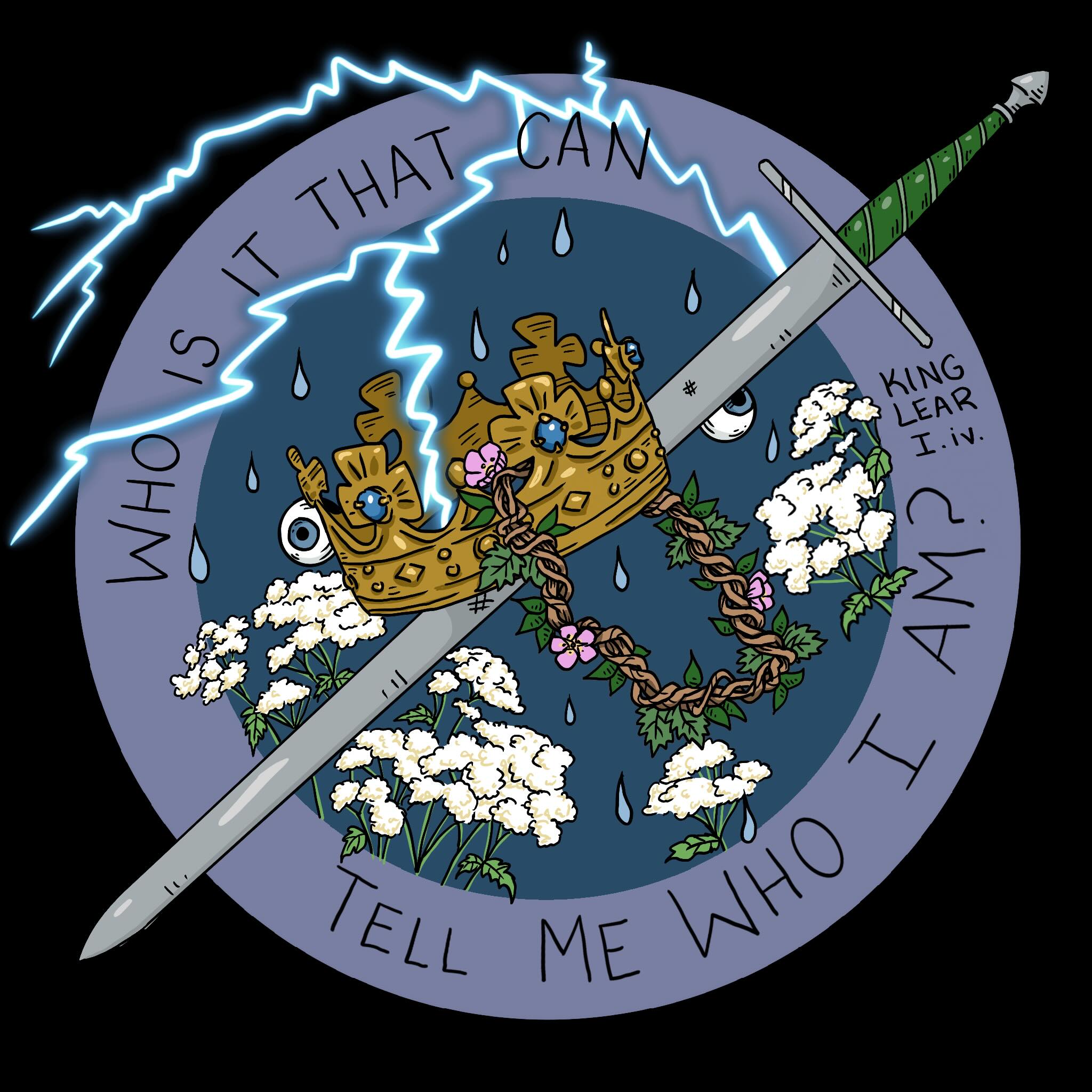 May’s Patreon Sticker is finally up! King Lear I.iv.
Stuck with the tragedies for another month because they’re fun. Took me a little longer than normal but that’s what happens when you start a new job and come back from traveling! It was tough to decide on a King Lear quote…. There are so many big passages and monologues that I love, but singular lines don’t stand out as much to me. Was also considering “nothing can come of nothing” or “blow winds and crack your cheeks!” But I settled on this one… feels very poignant to me. What’s your favorite quote?
👑🌸⛈️
Crown made of burdock, nettles, and cuckoo flowers (wild geraniums) with hemlocks growing wild. Lots of the storm and Edgar’s sword 🗡️ and of course Gloucester’s eyeballs lurking around. 👁️ 👁️
⛈️🖤⛈️
March and April stickers have gone out! If you like this one, you have till the end of the month to sign up for my patreon! Woohoo!
🖤⚔️🖤
What Shakespeare sticker do you want to see for June?