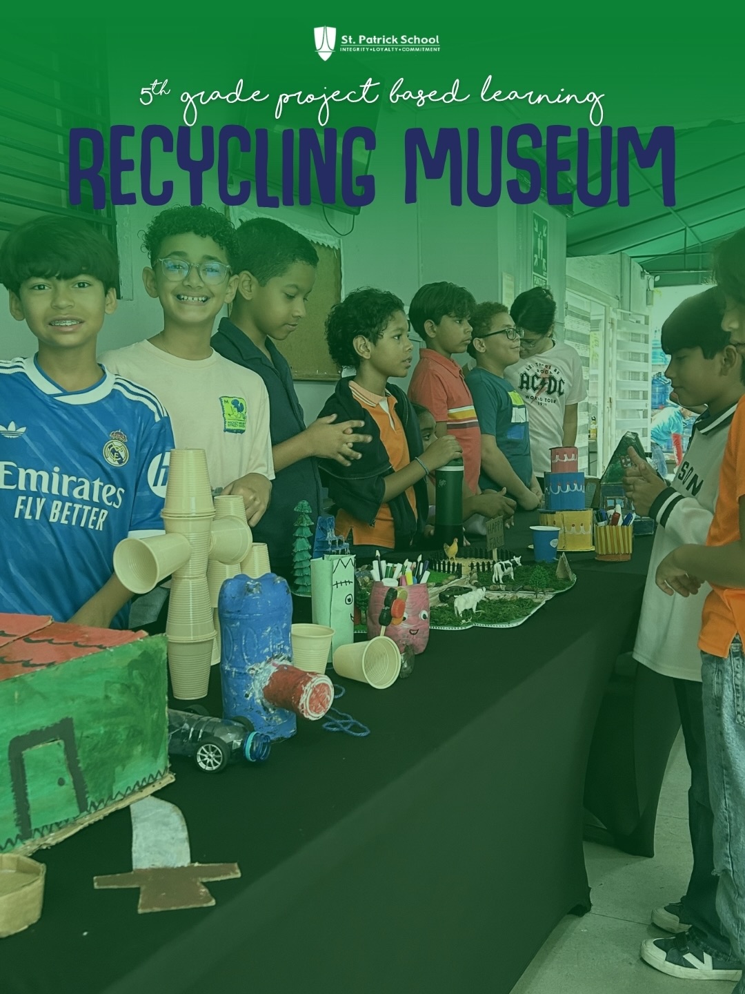 Turning awareness into action ♻️✨
Our 5th Grade students embarked on a meaningful Project Based Learning (PBL) journey centered on recycling, sustainability, and environmental responsibility. What began with conversations about recycling goals and environmental awareness quickly evolved into a school wide initiative driven by research, creativity, and collaboration 💚
The project officially launched with a special visit and presentation by José Ovalles, who introduced students to the importance and impact of recycling. From there, students took ownership of the experience by placing recycling bins around the school, collecting materials, and even visiting classrooms to promote environmental awareness and encourage the entire community to participate 🌿
As the project developed, students planned, sketched, designed, and constructed products using recycled materials, transforming everyday items into creative and purposeful projects. The experience culminated with the Recycling Museum Exhibition, where students proudly presented their work and shared everything they had learned throughout the process ♻️✨
At St. Patrick, PBL experiences like this allow students to move beyond theory and become active participants in real world learning, developing critical thinking, collaboration, creativity, and a stronger sense of responsibility toward their community and environment.
