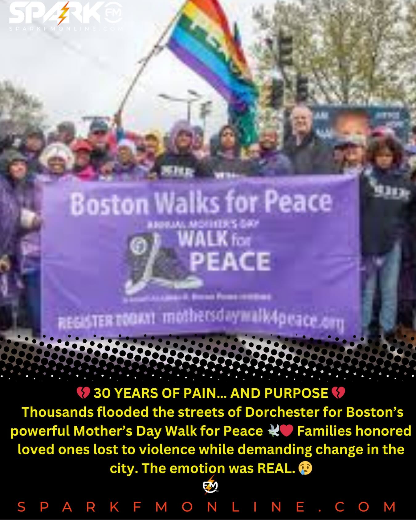 Boston came together in a major way this Mother’s Day as thousands joined the 30th Annual Mother’s Day Walk for Peace in Dorchester. ❤️
Families, survivors, activists, and city leaders marched to honor victims of violence and support healing across the community. The walk, started by Chaplain Clementina Chéry after losing her son to gun violence, has now become one of the biggest peace events in New England. 🙏💔 (CBS News)
This year’s theme: “30 Years Strong.” 💪🏽
Stay connected with Spark FM for more stories impacting Boston communities. 🎙️🔥
#Dorchester #Boston #MothersDayWalkForPeace #PeaceWalk #BostonNews