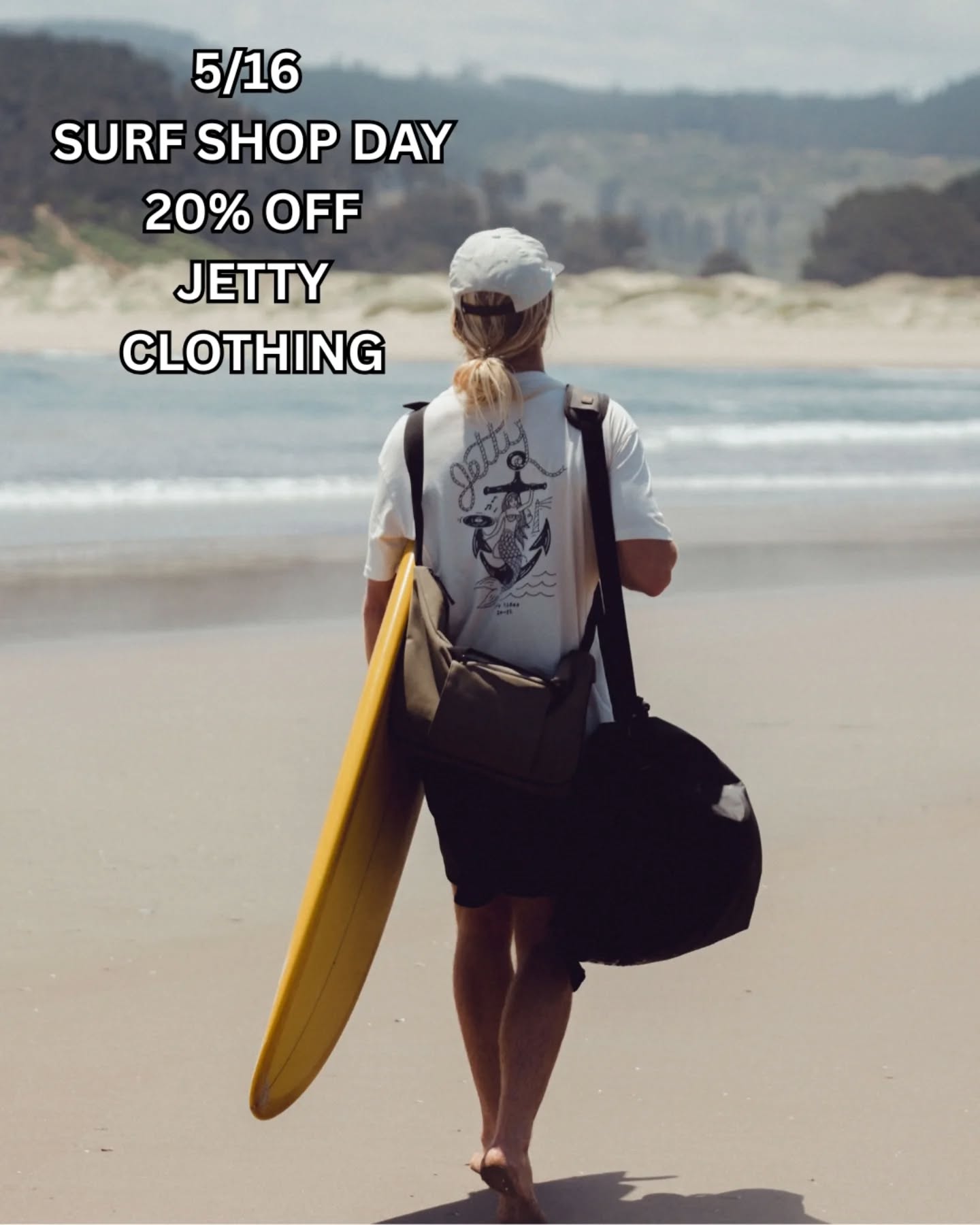 Today 5/16 20% OFF Jetty clothing. @thejettylife is giving all its retailers 20% credit from any Jetty sales in honor of Surf Shop Day, so it's only right we pass that back on to you! Come in and get a 20% discount on all Jetty product. Tell a friend!