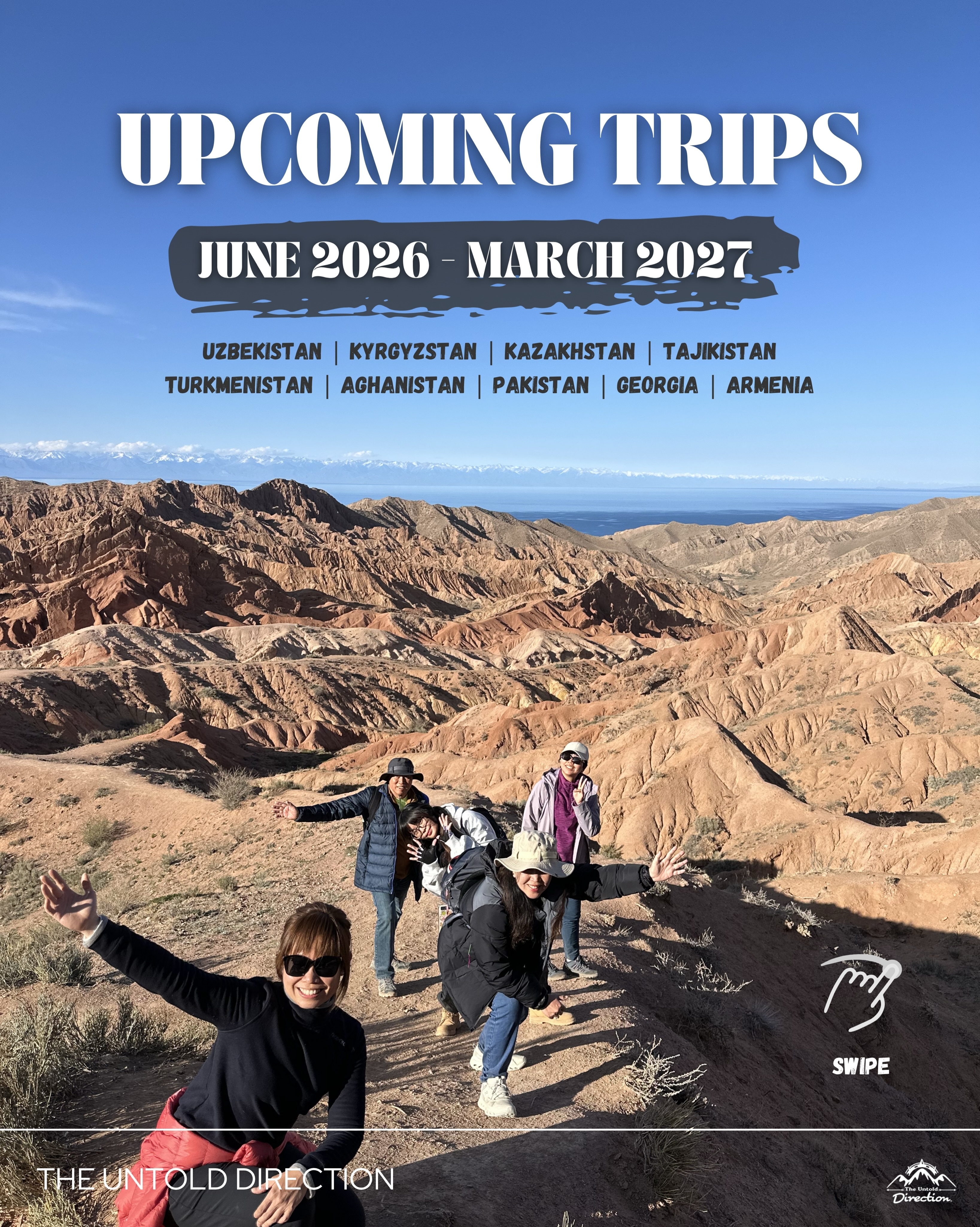 Explore the untamed beauty of Central Asia, the Caucasus, Pakistan, and Afghanistan with us! 🌍
From towering peaks to ancient Silk Road cities, and from expansive deserts to rural homestays, our journeys are crafted to immerse you in breathtaking landscapes and authentic cultural experiences.
🗺️ Small group tours — max 6 travelers
🌟 Unique, less-explored destinations
🎒 Unforgettable experiences with experienced guides
Your next adventure is calling. Will you answer? 🏔️
Contact us for more information! Limited places available.