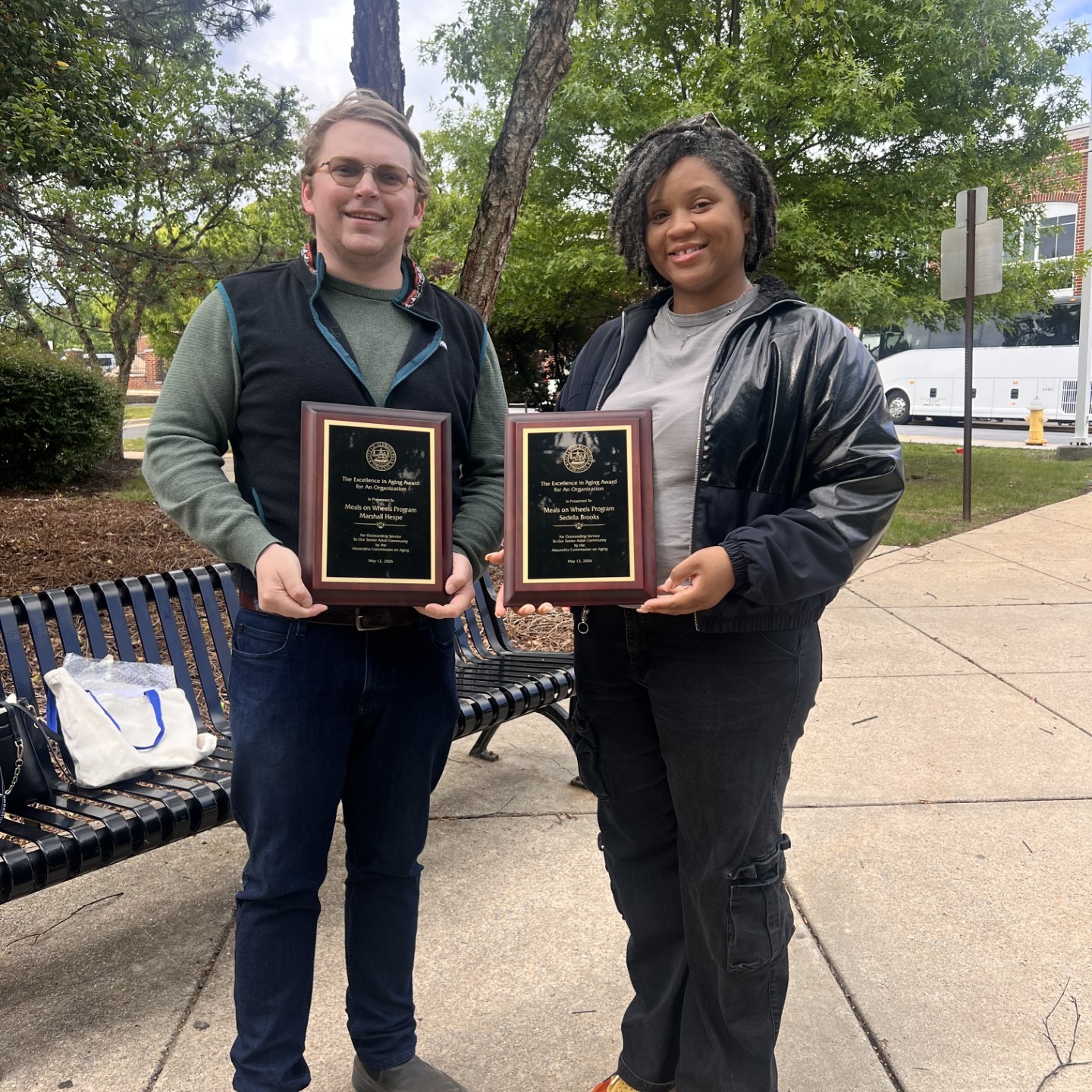 Congratulations to Meals on Wheels Alexandria leaders Marshall Hespe and Sedella Brooks for their 2026 Excellence in Aging Award!
Food security for our older Alexandrians is crucial. In FY 2025 alone, more than 50,000 meals were delivered to 227 older Alexandrians through Meals on Wheels (managed by @seniorservicesofalexandria and @alexandriavagov Division of Aging & Adult Services). 365 days per year, volunteers show up knowing exactly where to go, in what order, and how to navigate every delivery. Volunteers who have given four years, nine years, and more keep coming back — not just because the mission matters, but because Marshall and Sedella make them feel organized, valued, and prepared. Most importantly, older Alexandrians receive nourishing meals every day and are part of a community that shows care and respect thanks to Marshall and Sedella's leadership.
Congratulations Marshall, Sedella, and all involved in Meals on Wheels!