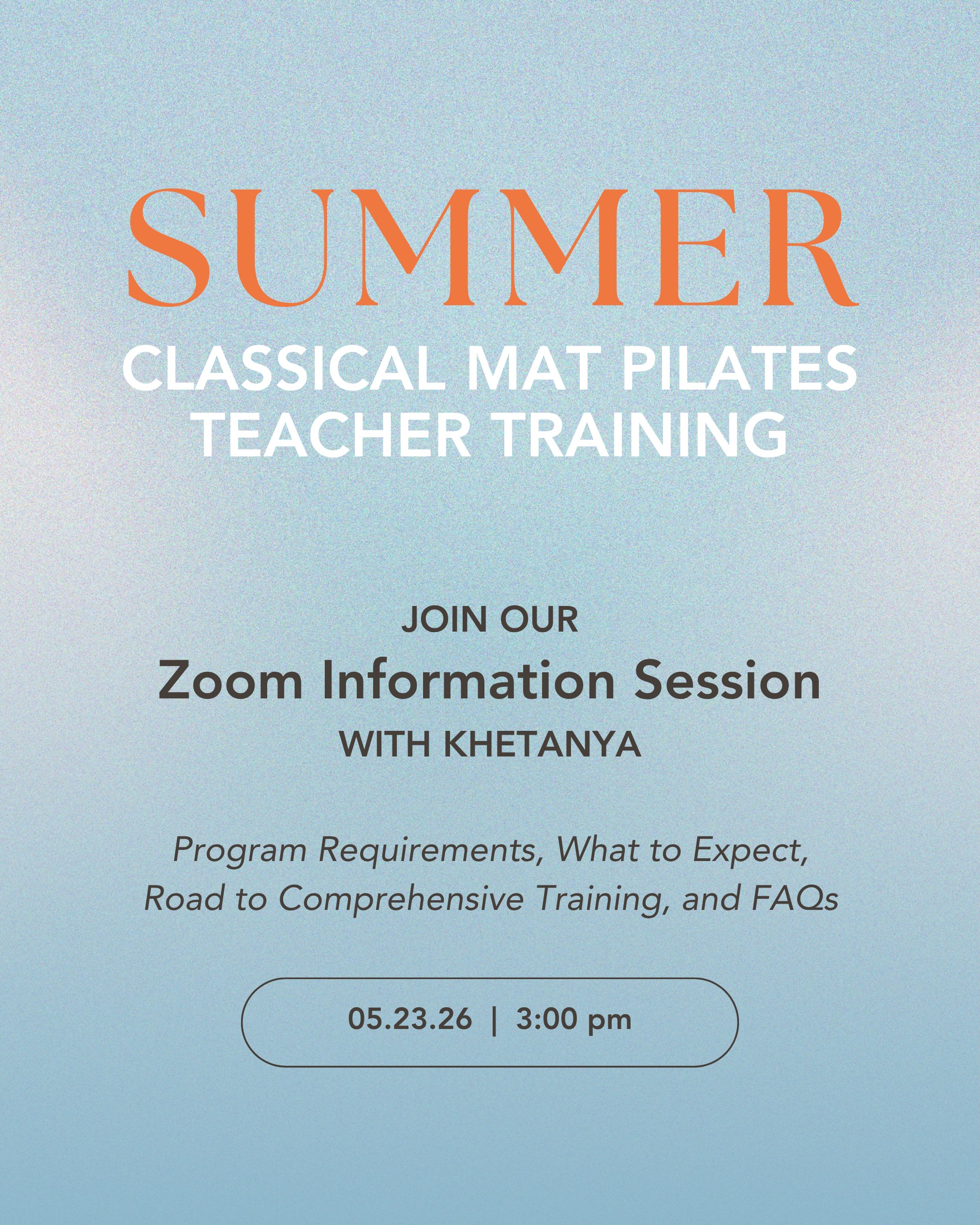 Registration for the Summer 2026 KKRU Classical Mat Pilates Teacher Training is officially OPEN ☀️✨
If you’ve been feeling called to deepen your practice, expand your understanding of movement, or begin your journey toward becoming a Pilates teacher, this is your moment.
Our 200-hour training is rooted in Classical Pilates, anatomy, embodiment, thoughtful teaching, and learning how to truly teach the body in front of you. Whether your goal is professional teaching or personal growth, this program is designed to support both.
✨ Zoom Information Session
📅 Saturday, May 23rd
⏰ 3:00 PM
Join Founder Khetanya Henderson to learn more about the program structure, expectations, certification process, and ask any questions before enrollment.
⚡ Early Bird Pricing is available now, but will not last long ($200 discount automatically applied at checkout).
⚡ Limited spots available to maintain a more hands-on and supportive learning environment.
k-kru.com/teacher-training